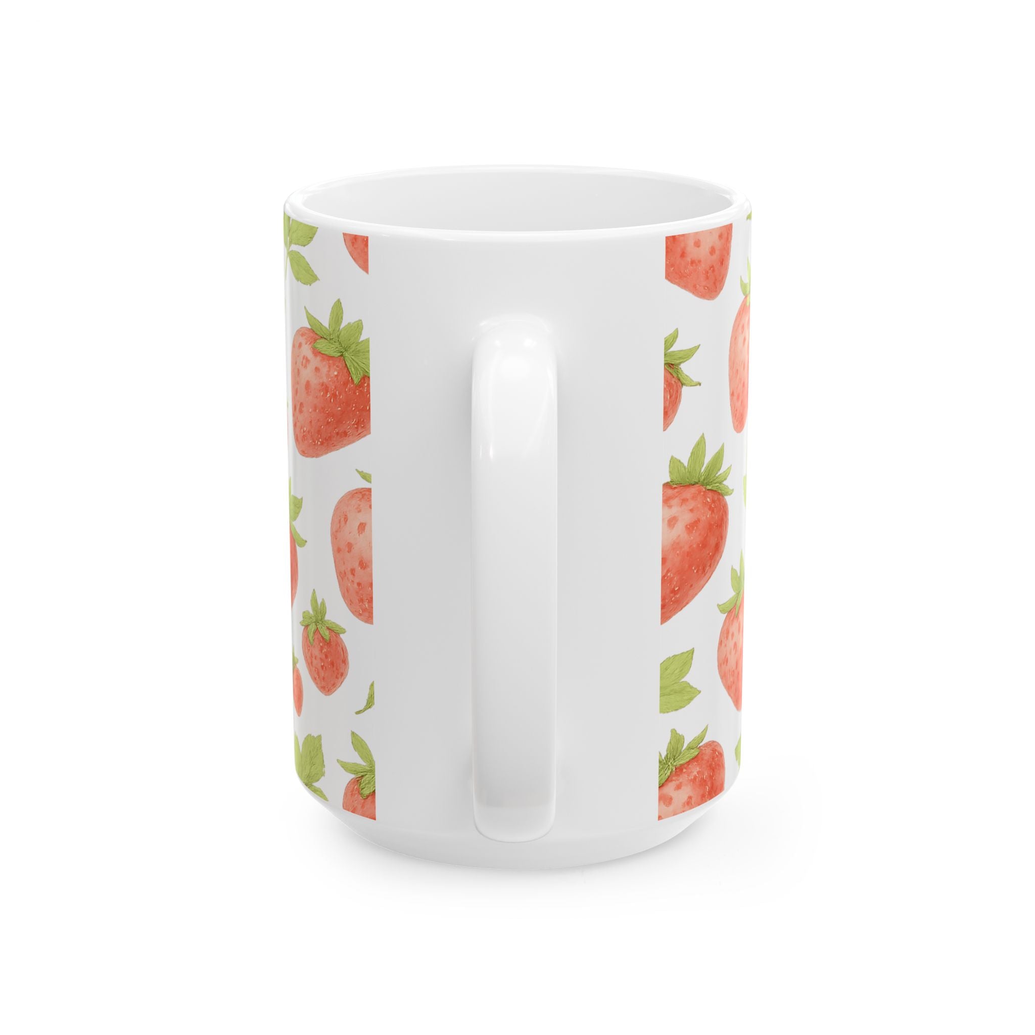 Watercolor Strawberries Full Wrap Coffee Mug | Fruit Gift | Ceramic Mug