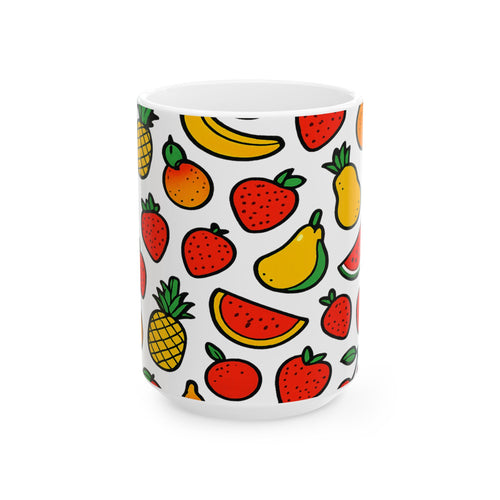 Bold Mixed Fruit Full Wrap Coffee Mug | Fruit Gift | Ceramic Mug