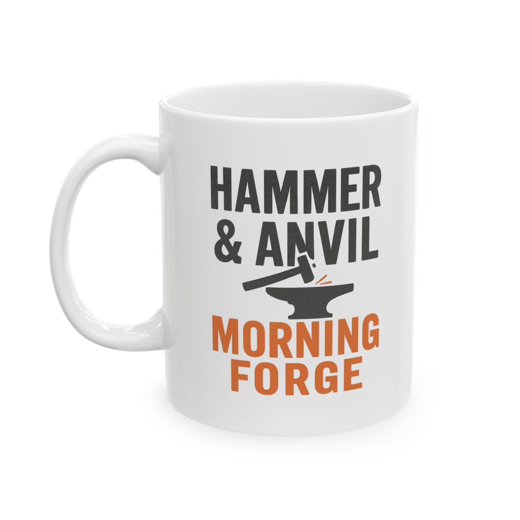 Metal Worker Hammer And Anvil Morning Forge Coffee Mug | Unique Gift | Ceramic Mug