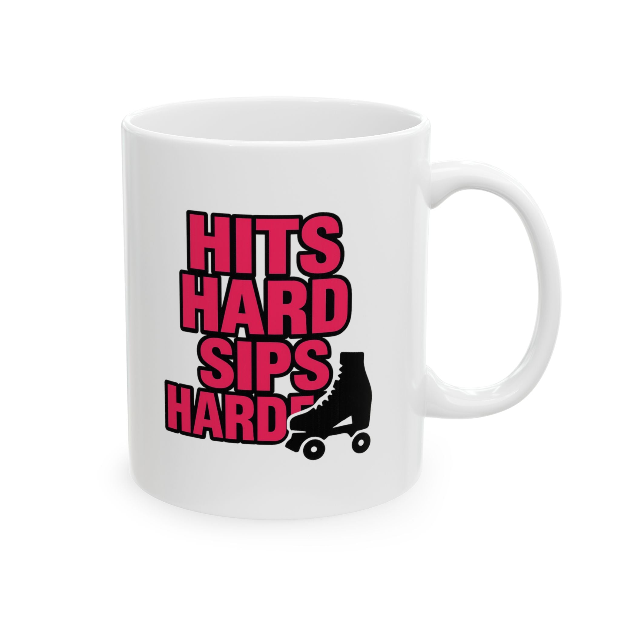 Roller Derby Queen Hits Hard Sips Harder Coffee Mug | Unique Gift | Ceramic Mug