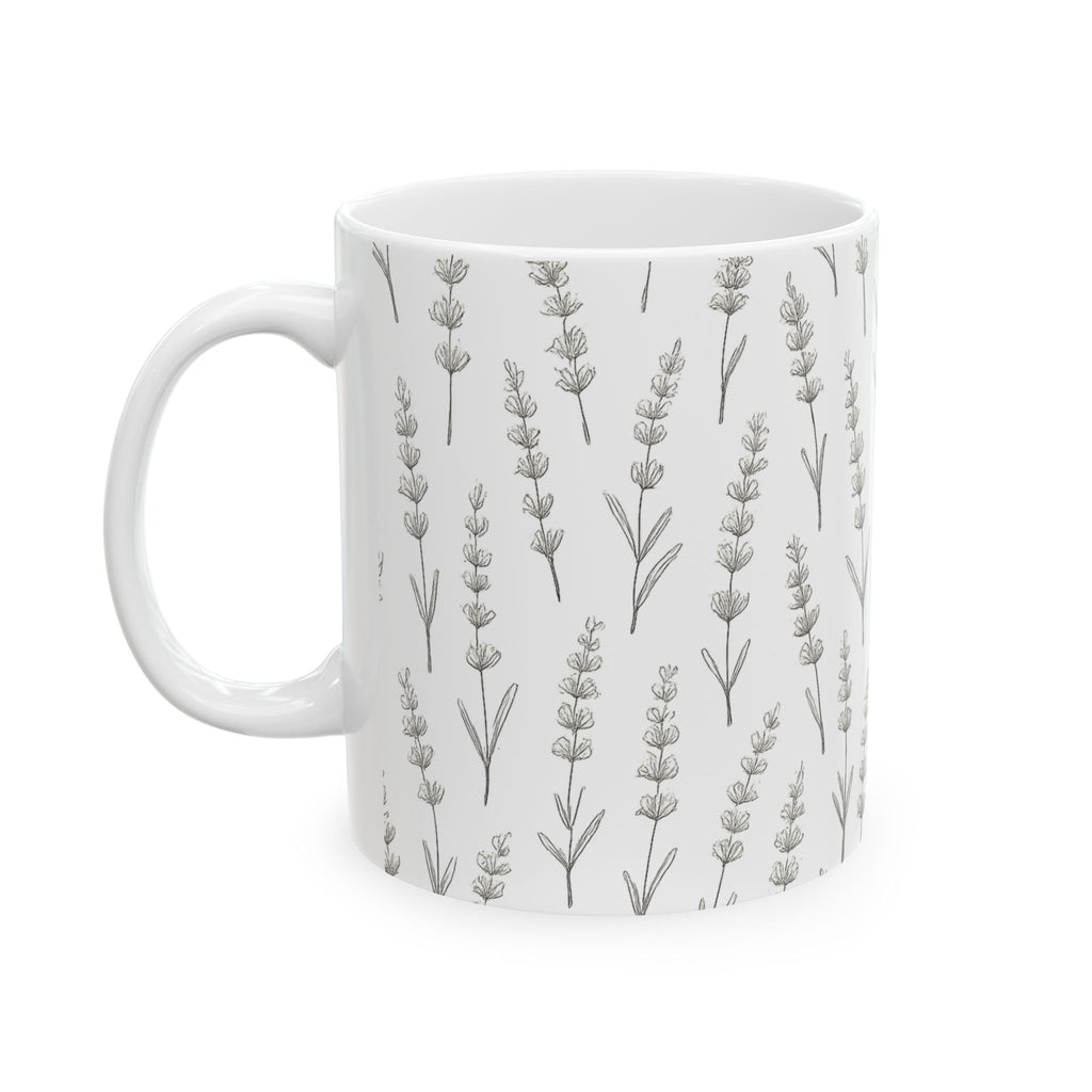 Delicate Lavender Sprigs Full Wrap Coffee Mug | Flowers Gift | Ceramic Mug