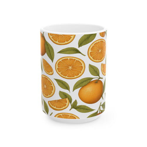 Botanical Oranges Pattern Coffee Mug | Fruit Lover Gift | Ceramic Mug