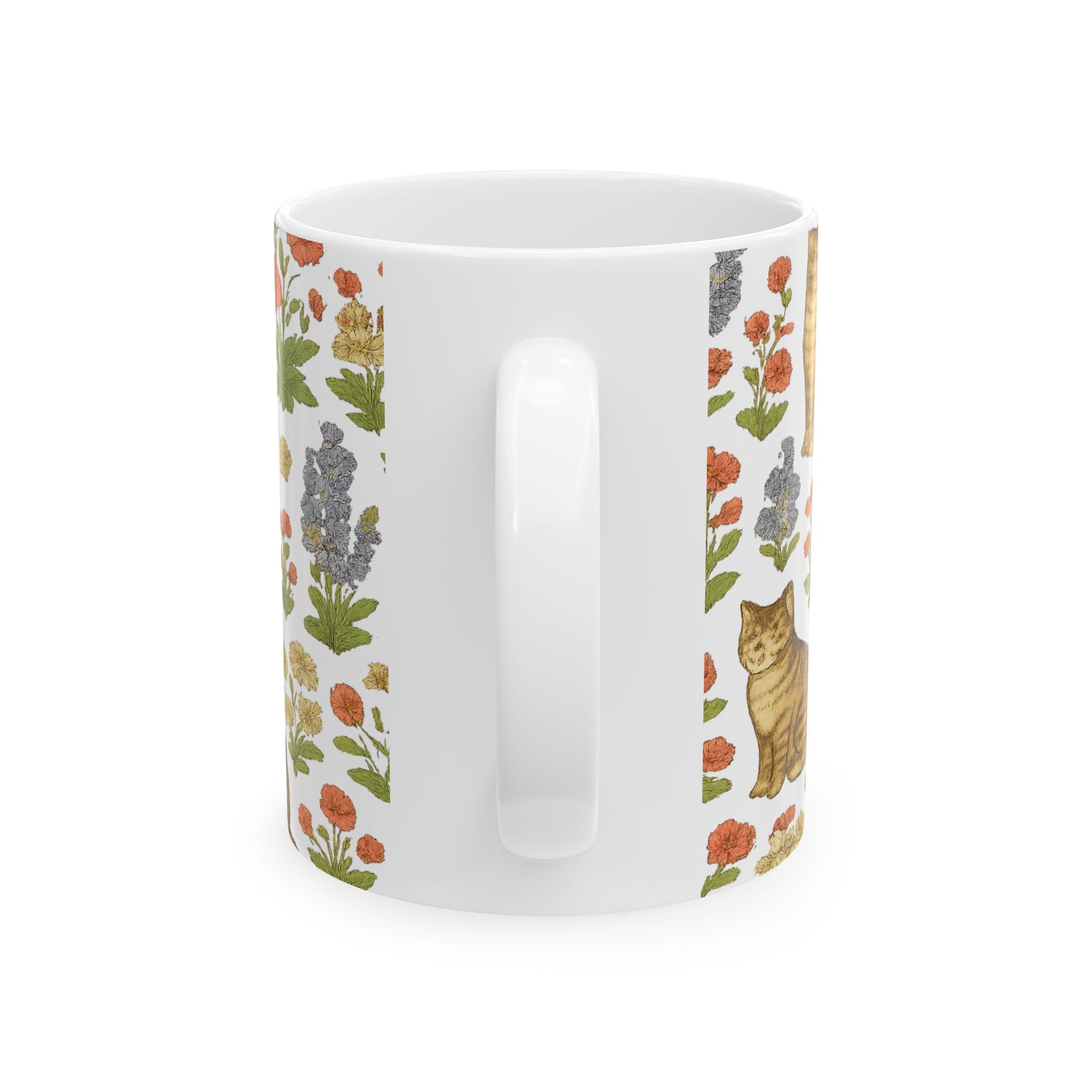 Vintage Cats In Garden Full Wrap Coffee Mug | Cats Gift | Ceramic Mug