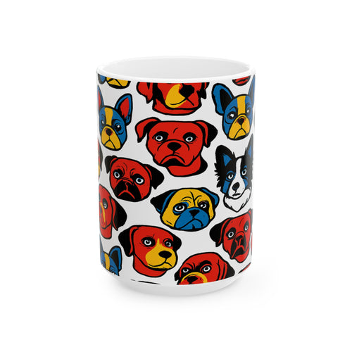 Bold Dog Faces Full Wrap Coffee Mug | Dogs Gift | Ceramic Mug