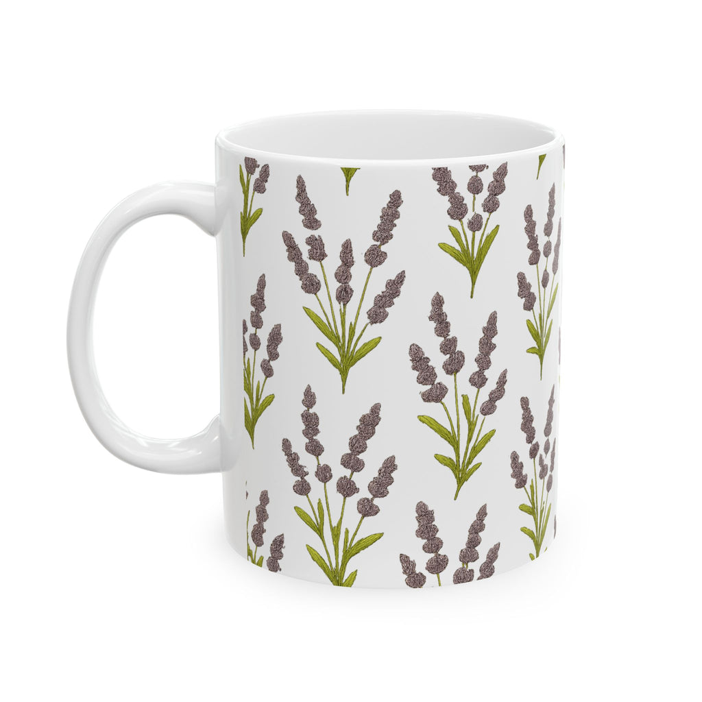 Vintage Lavender Sprigs Full Wrap Coffee Mug | Flowers Gift | Ceramic Mug