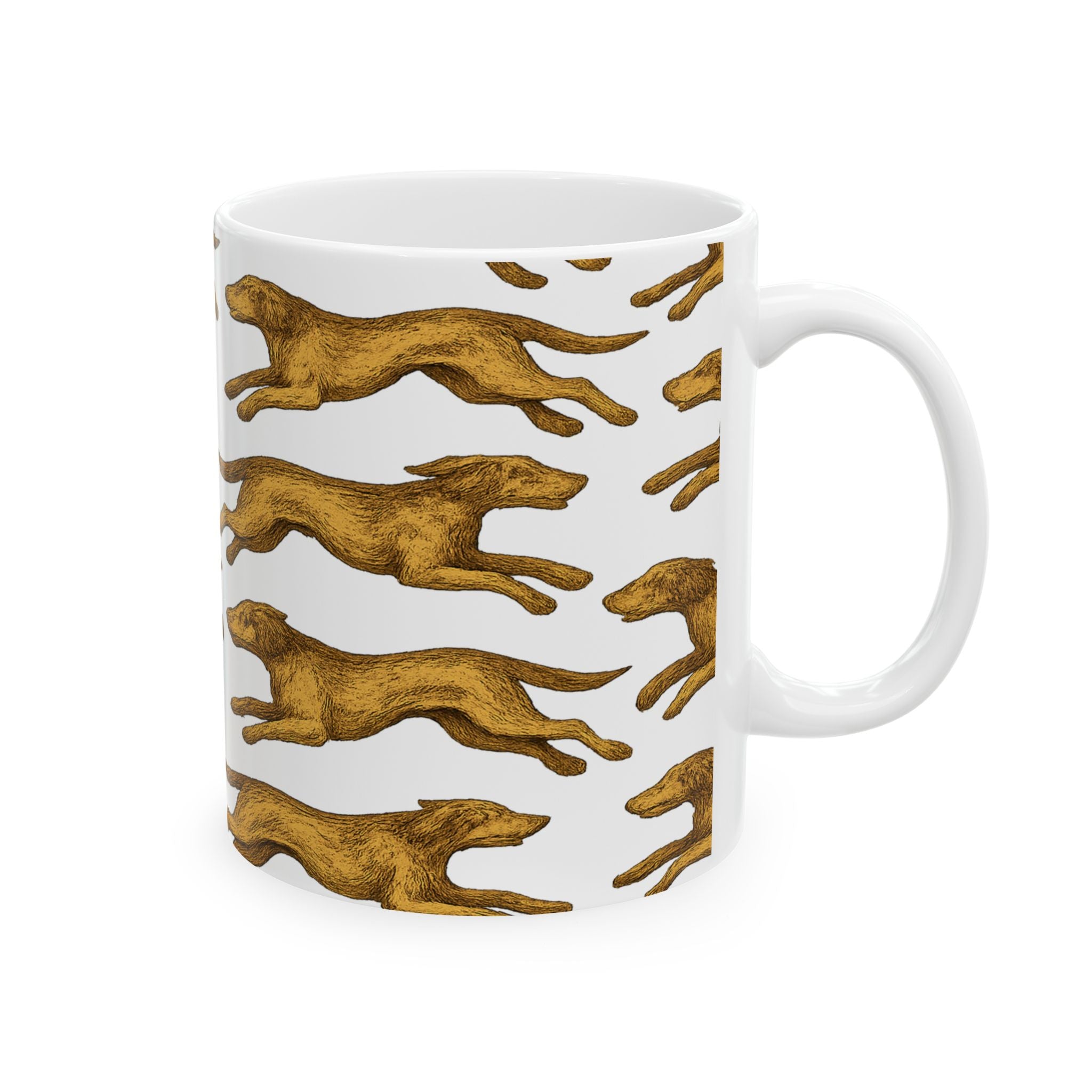 Vintage Running Dogs Full Wrap Coffee Mug | Dogs Gift | Ceramic Mug