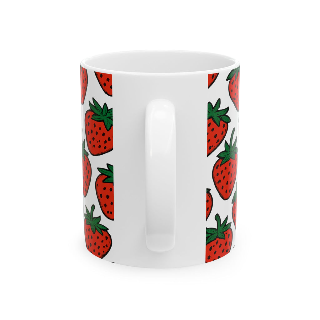 Bold Strawberries Pattern Coffee Mug | Fruit Lover Gift | Ceramic Mug