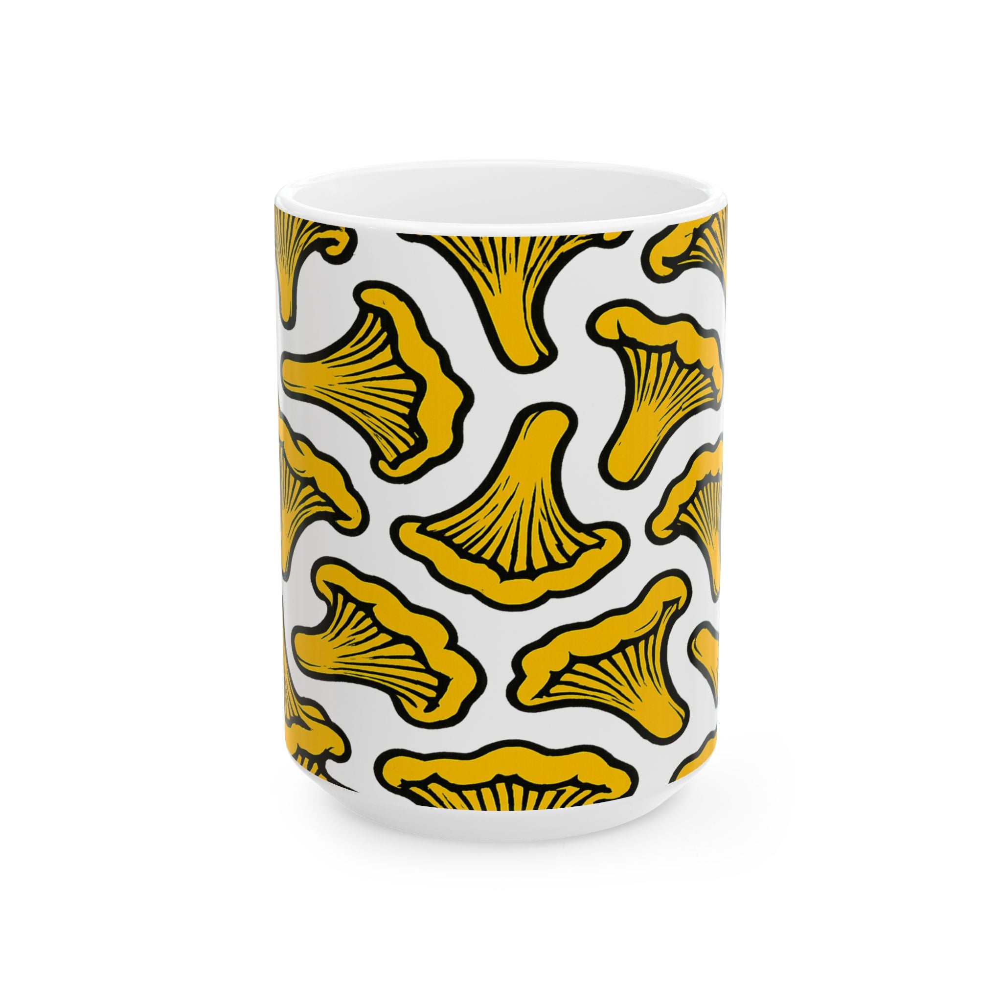 Bold Chanterelle Mushrooms Full Wrap Coffee Mug | Mushrooms Gift | Ceramic Mug