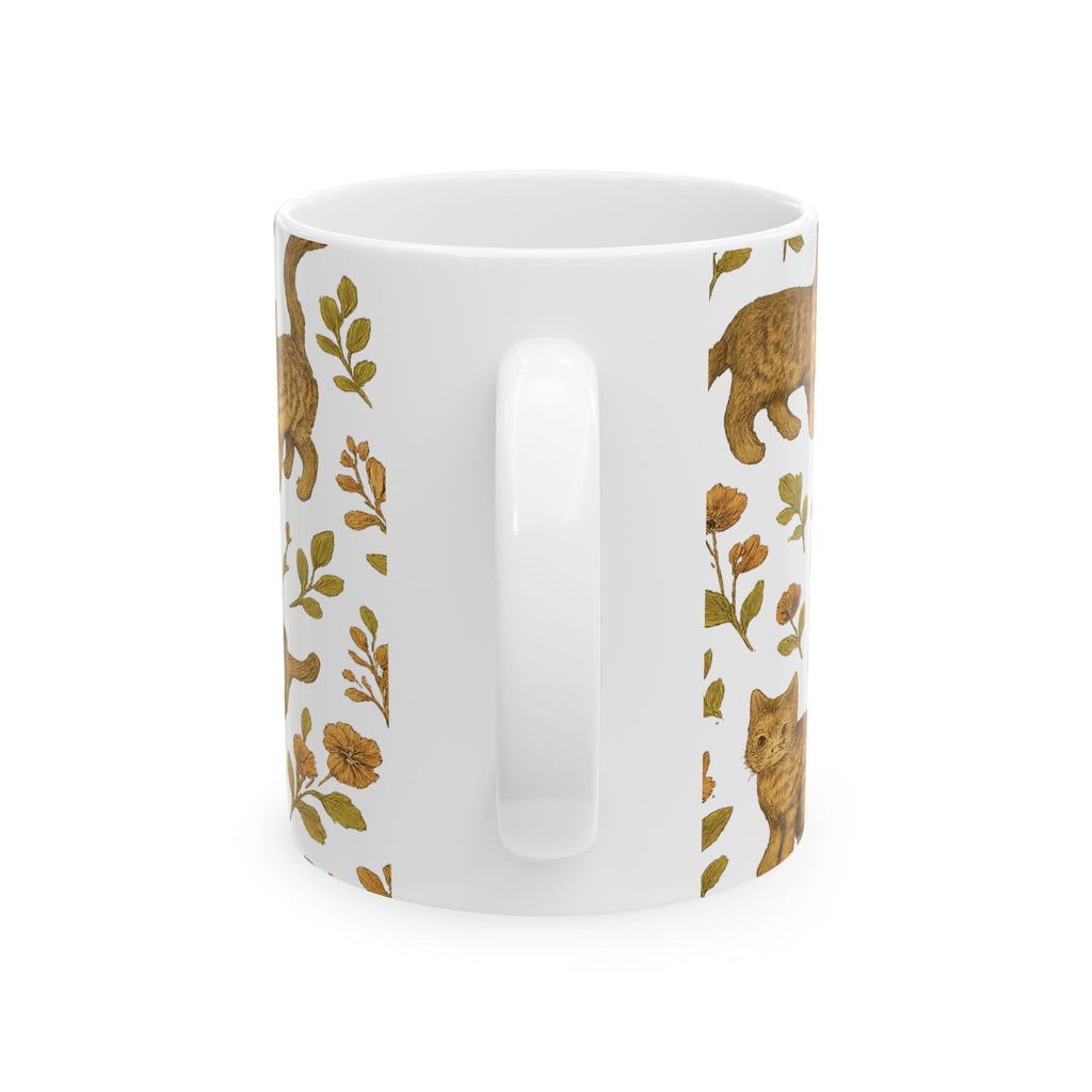 Vintage Curious Cats Full Wrap Coffee Mug | Cats Gift | Ceramic Mug