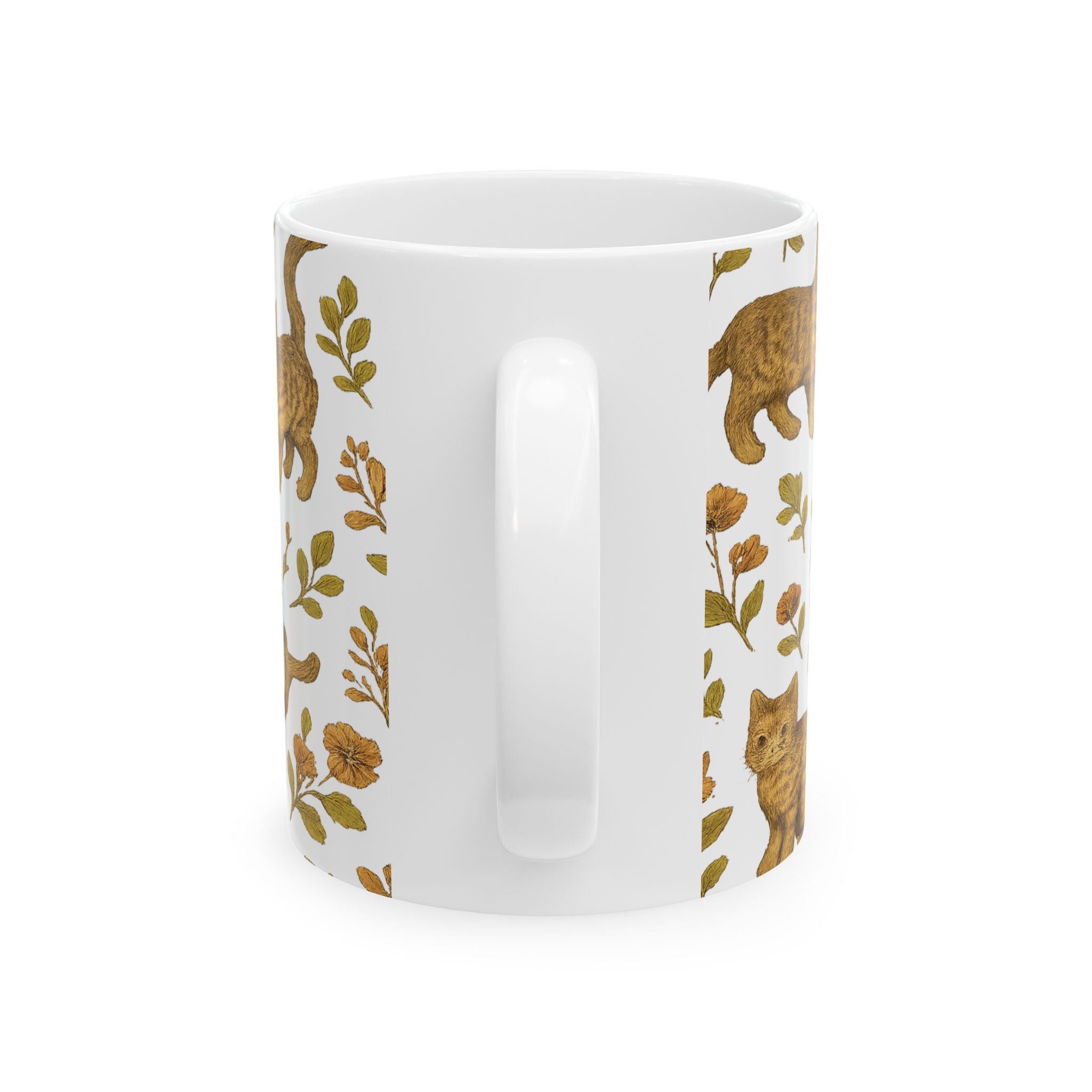 Vintage Curious Cats Full Wrap Coffee Mug | Cats Gift | Ceramic Mug