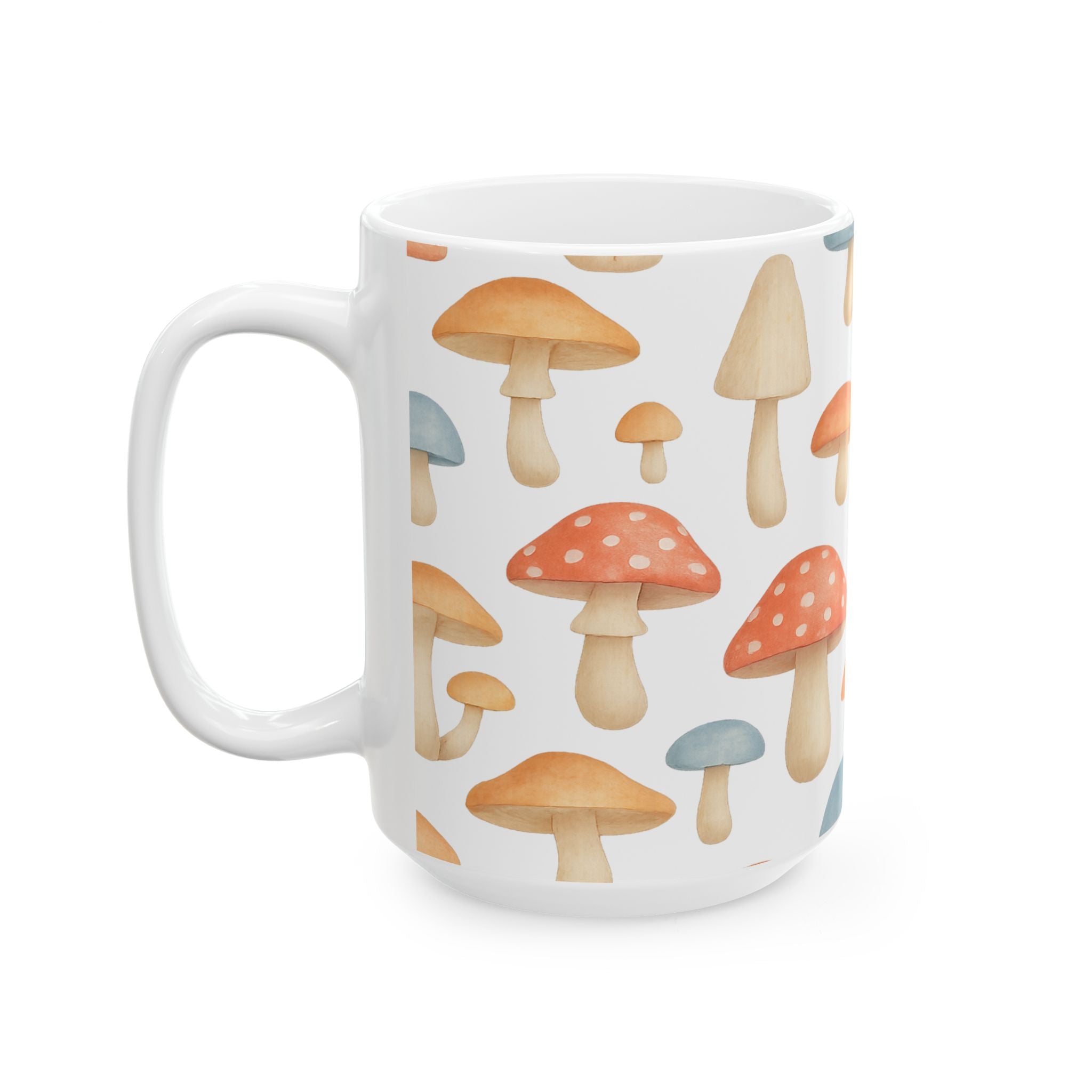 Watercolor Fairy Tale Mushrooms Pattern Coffee Mug | Mushrooms Lover Gift | Ceramic Mug