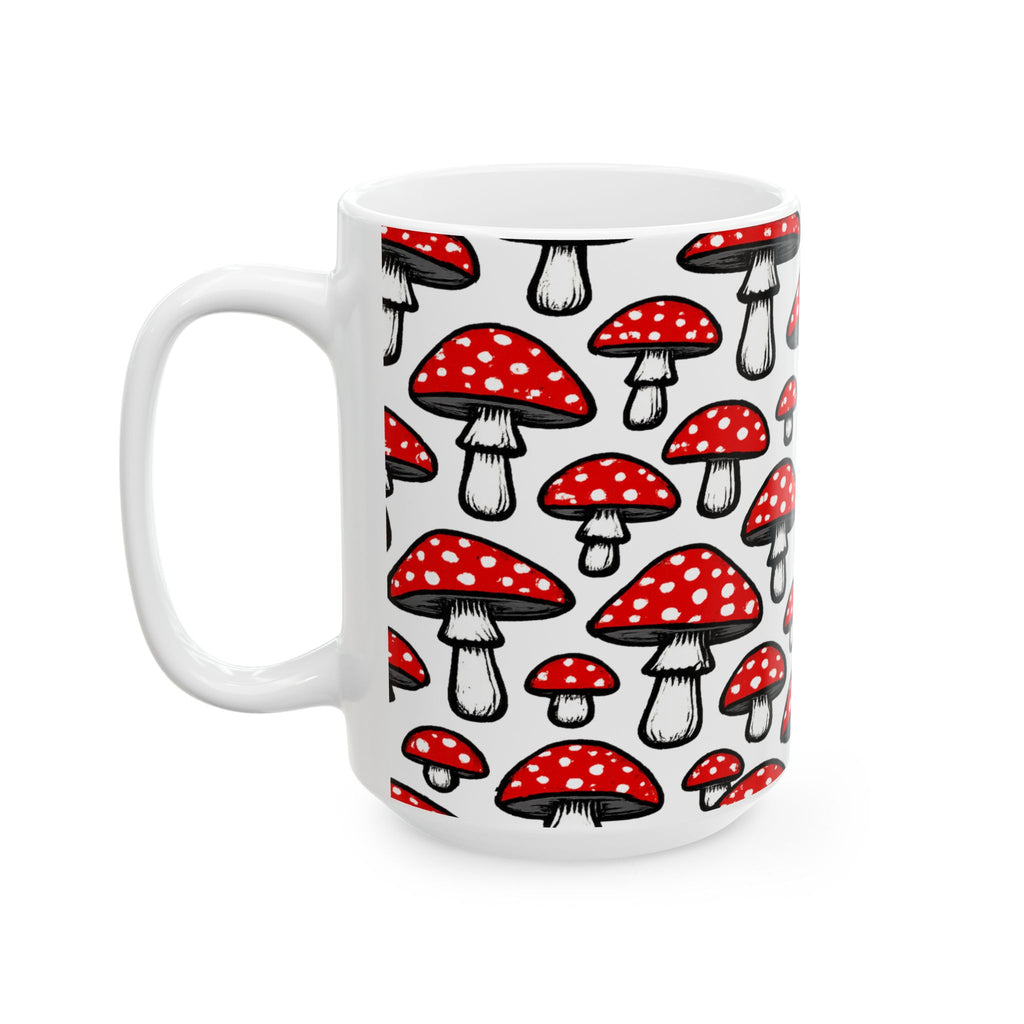 Bold Fly Agaric Mushrooms Full Wrap Coffee Mug | Mushrooms Gift | Ceramic Mug