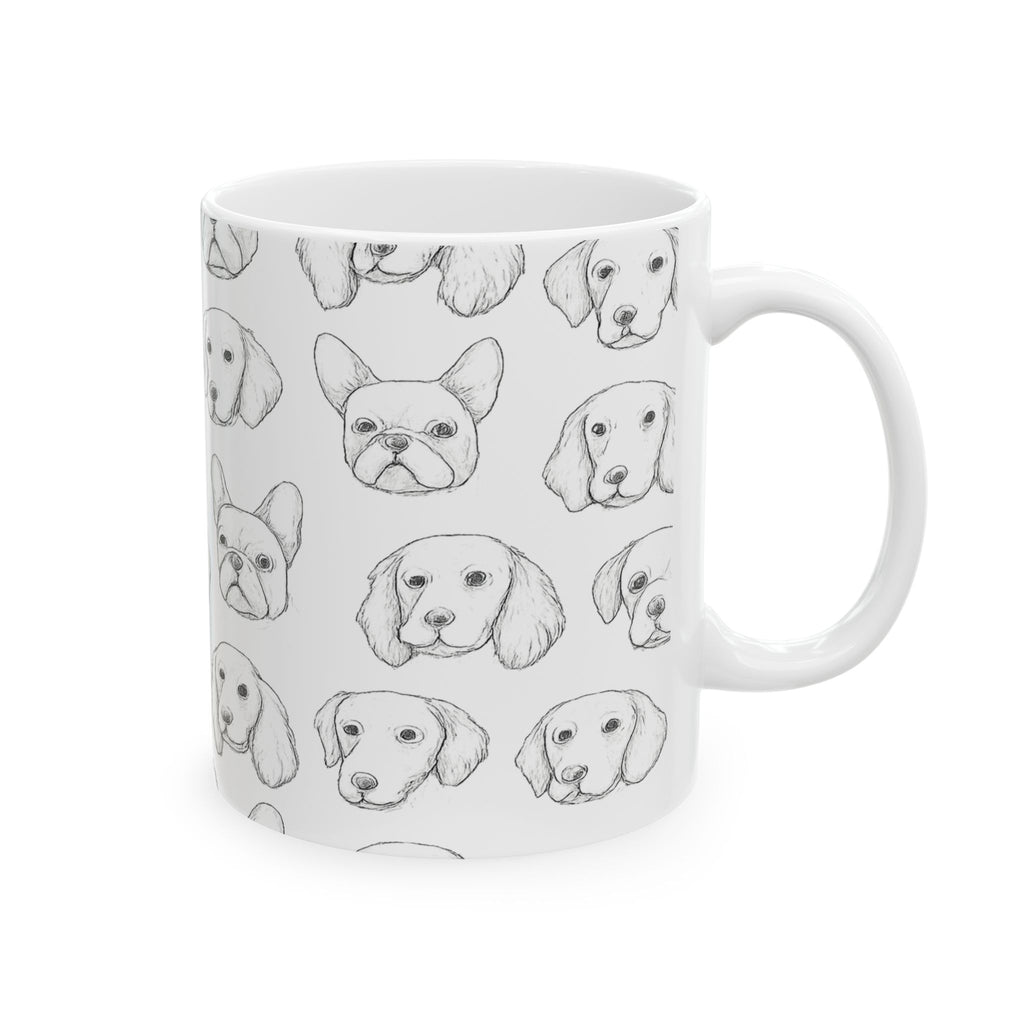 Delicate Dog Faces Full Wrap Coffee Mug | Dogs Gift | Ceramic Mug