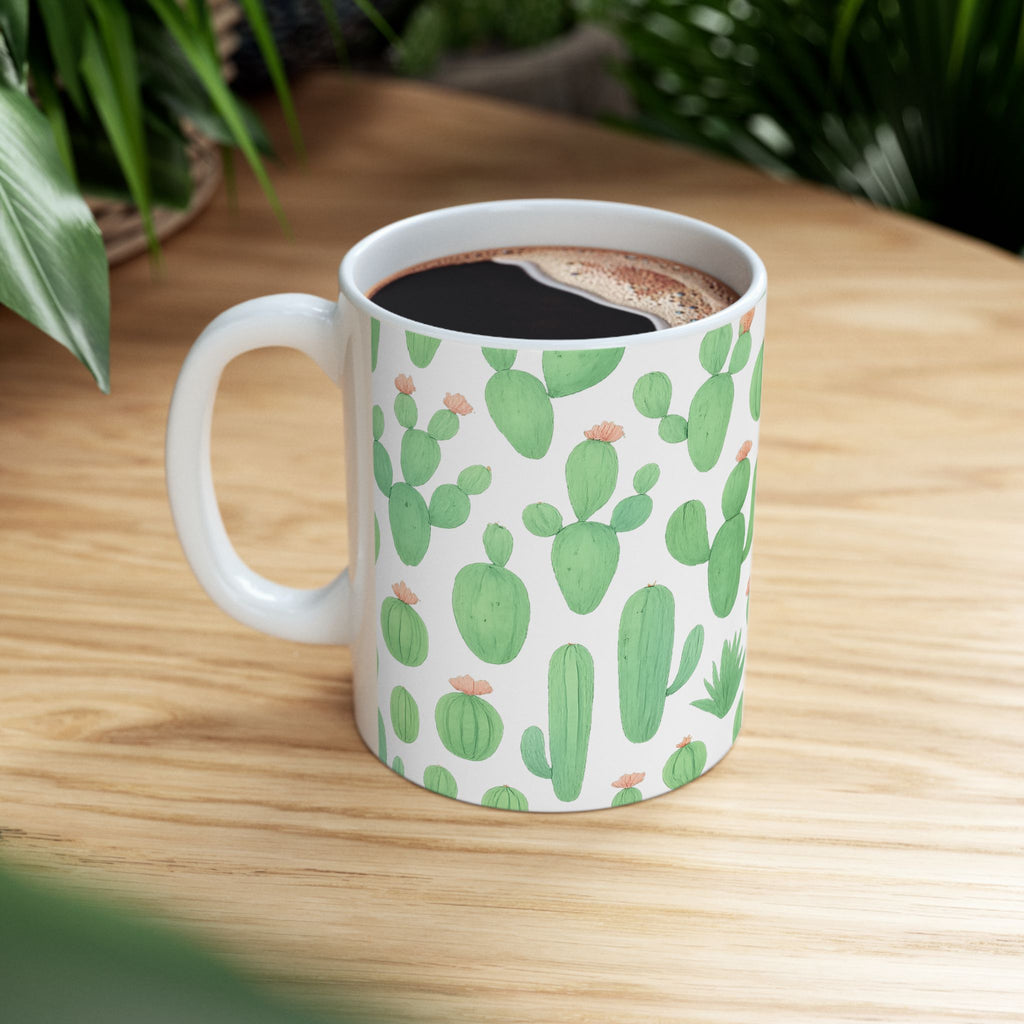 Watercolor Mixed Cactus Collection Full Wrap Coffee Mug | Cactus Gift | Ceramic Mug