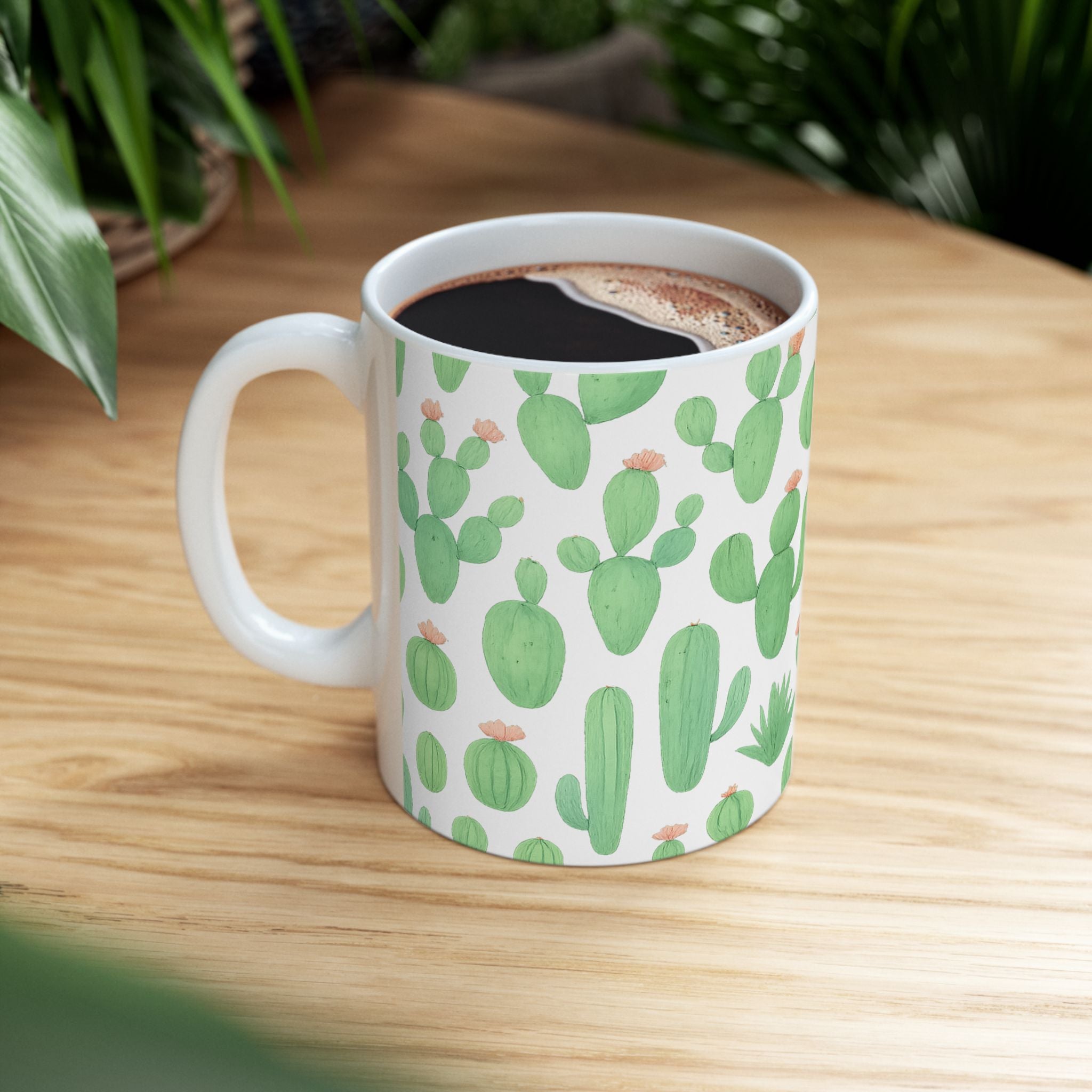 Watercolor Mixed Cactus Collection Full Wrap Coffee Mug | Cactus Gift | Ceramic Mug