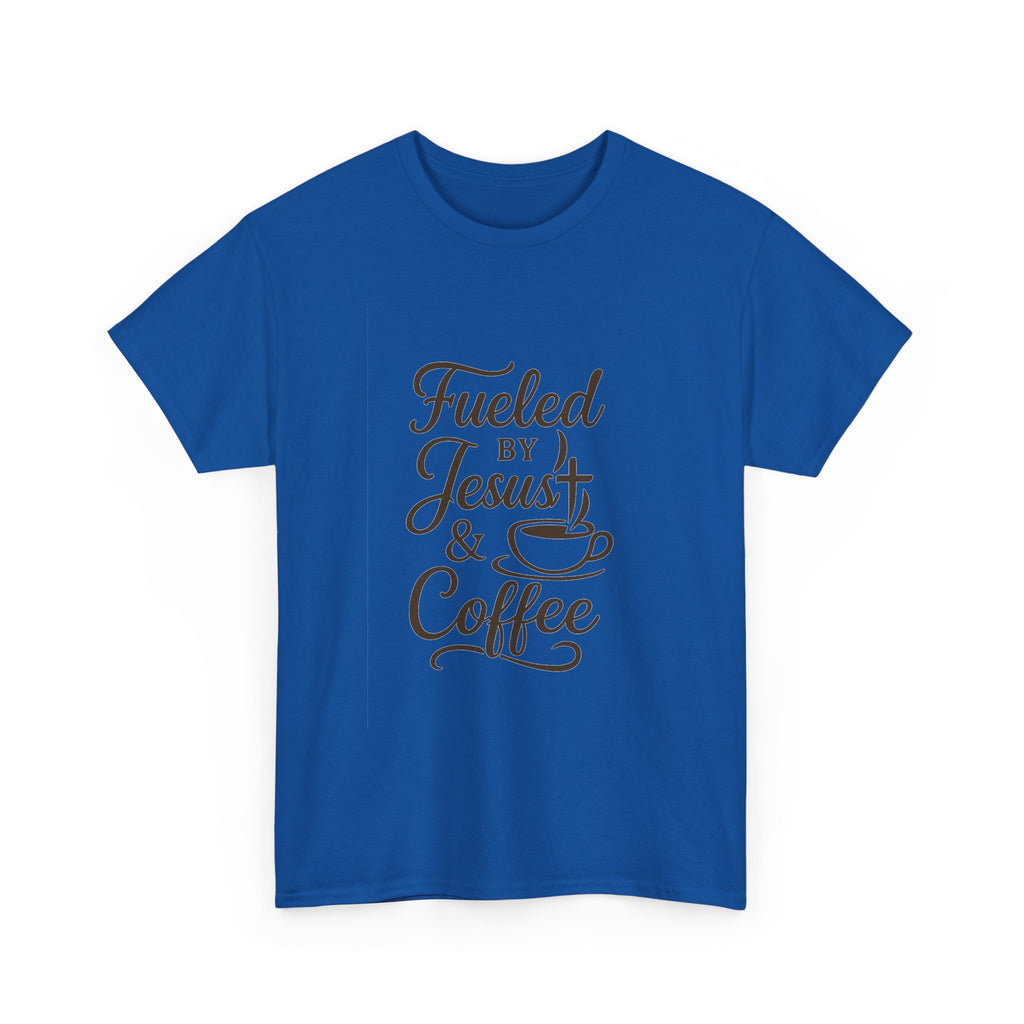 Fueled By Jesus And Coffee Faith T-Shirt | Coffee Lover Gift | Graphic Tee