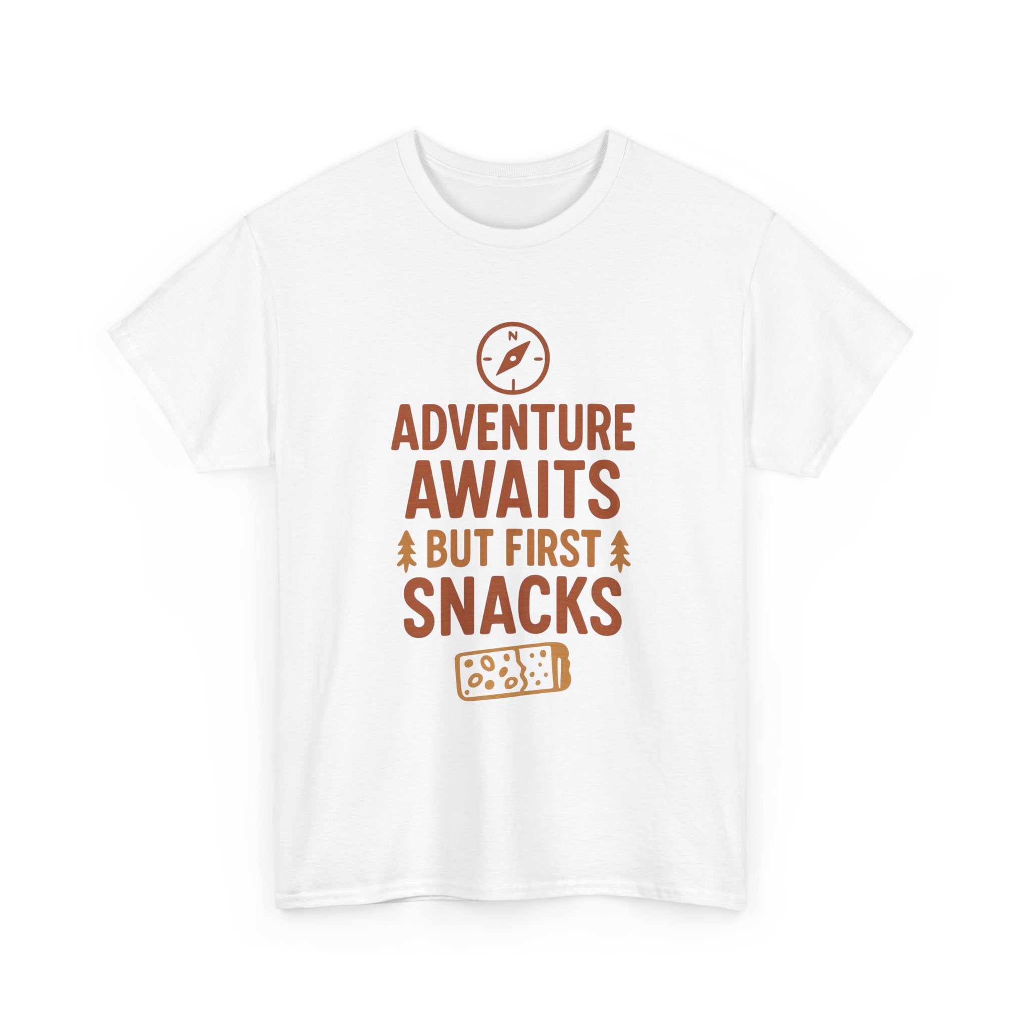 Adventure Awaits But First Snacks T-Shirt | Unique Gift | Graphic Tee