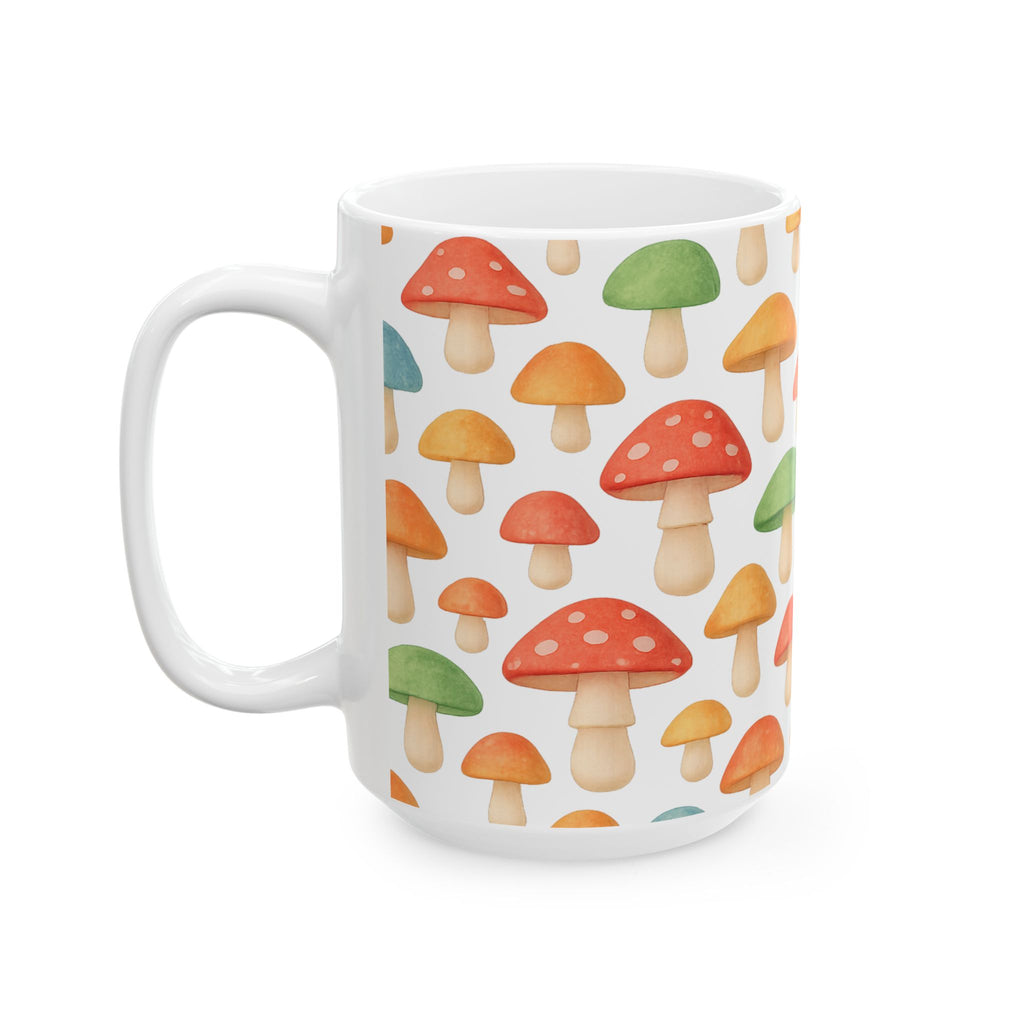 Watercolor Colorful Mushrooms Pattern Coffee Mug | Mushrooms Lover Gift | Ceramic Mug