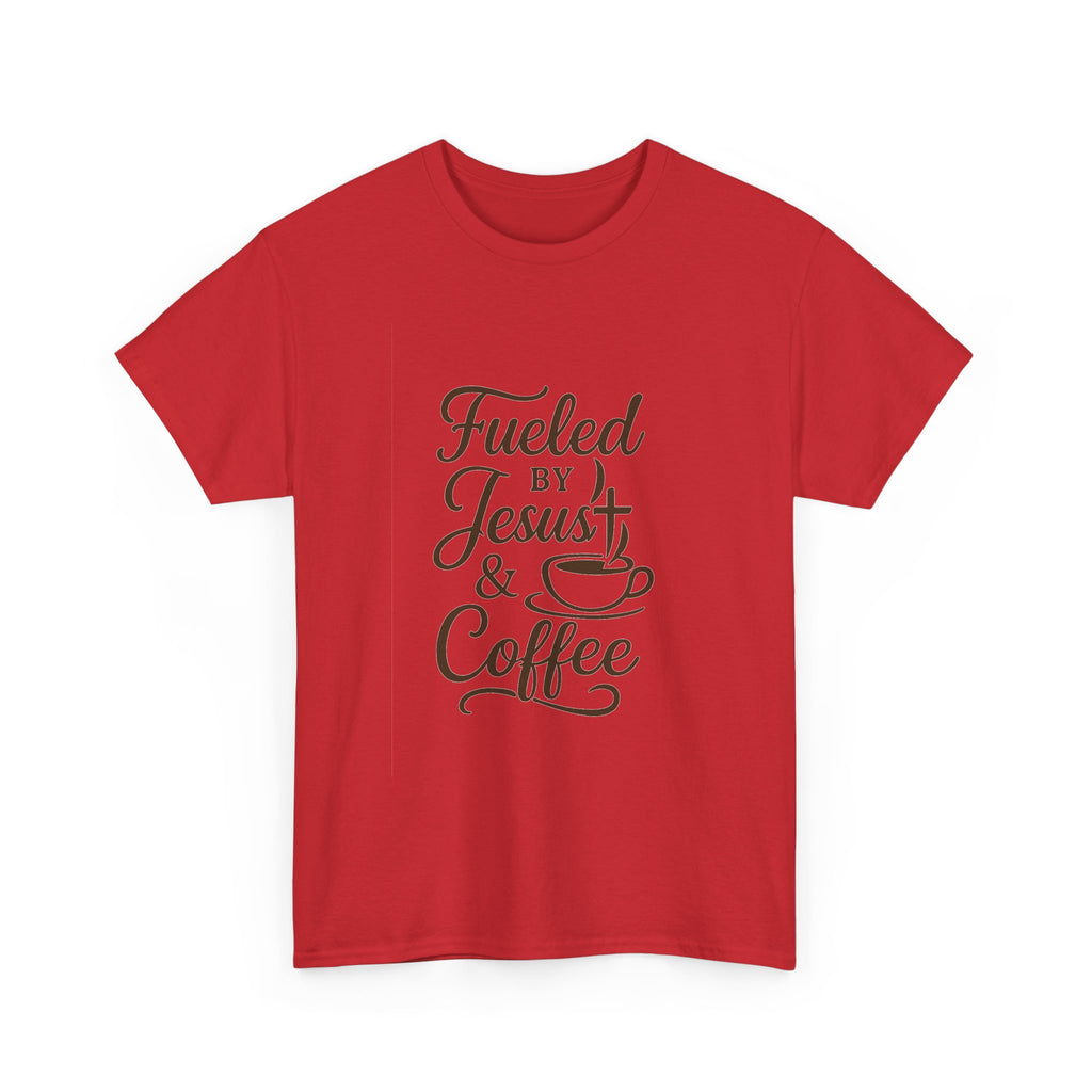 Fueled By Jesus And Coffee Faith T-Shirt | Coffee Lover Gift | Graphic Tee