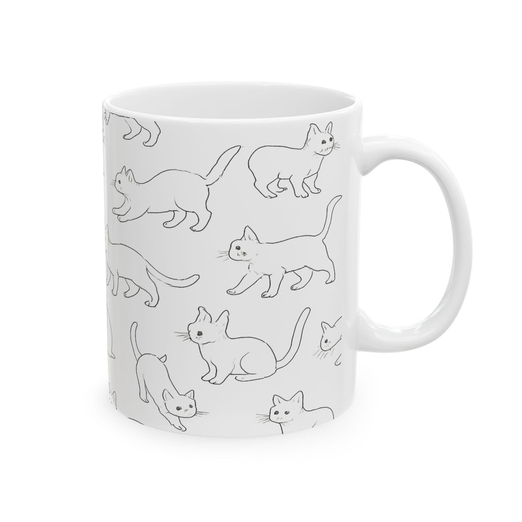 Delicate Curious Cats Full Wrap Coffee Mug | Cats Gift | Ceramic Mug