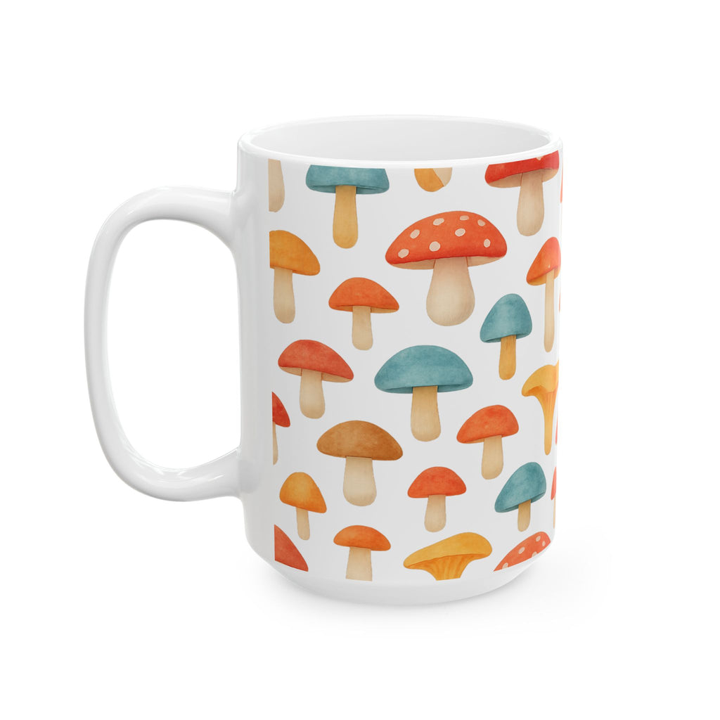 Watercolor Colorful Mushrooms Full Wrap Coffee Mug | Mushrooms Gift | Ceramic Mug