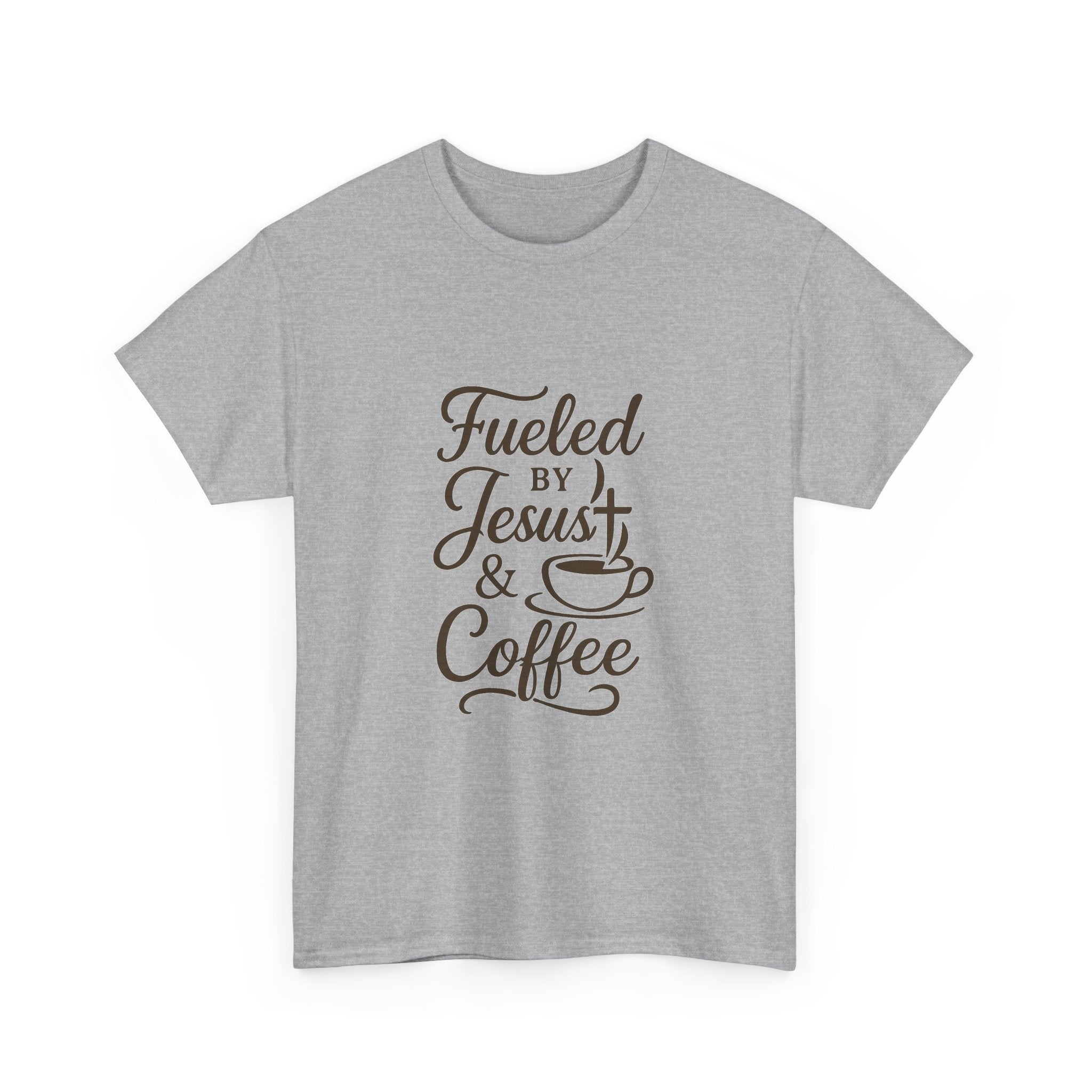 Fueled By Jesus And Coffee Faith T-Shirt | Coffee Lover Gift | Graphic Tee