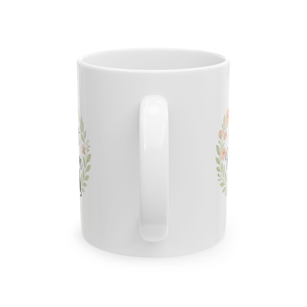 Cat Mom Floral Paw Coffee Mug | Cat Lover Gift | Ceramic Mug
