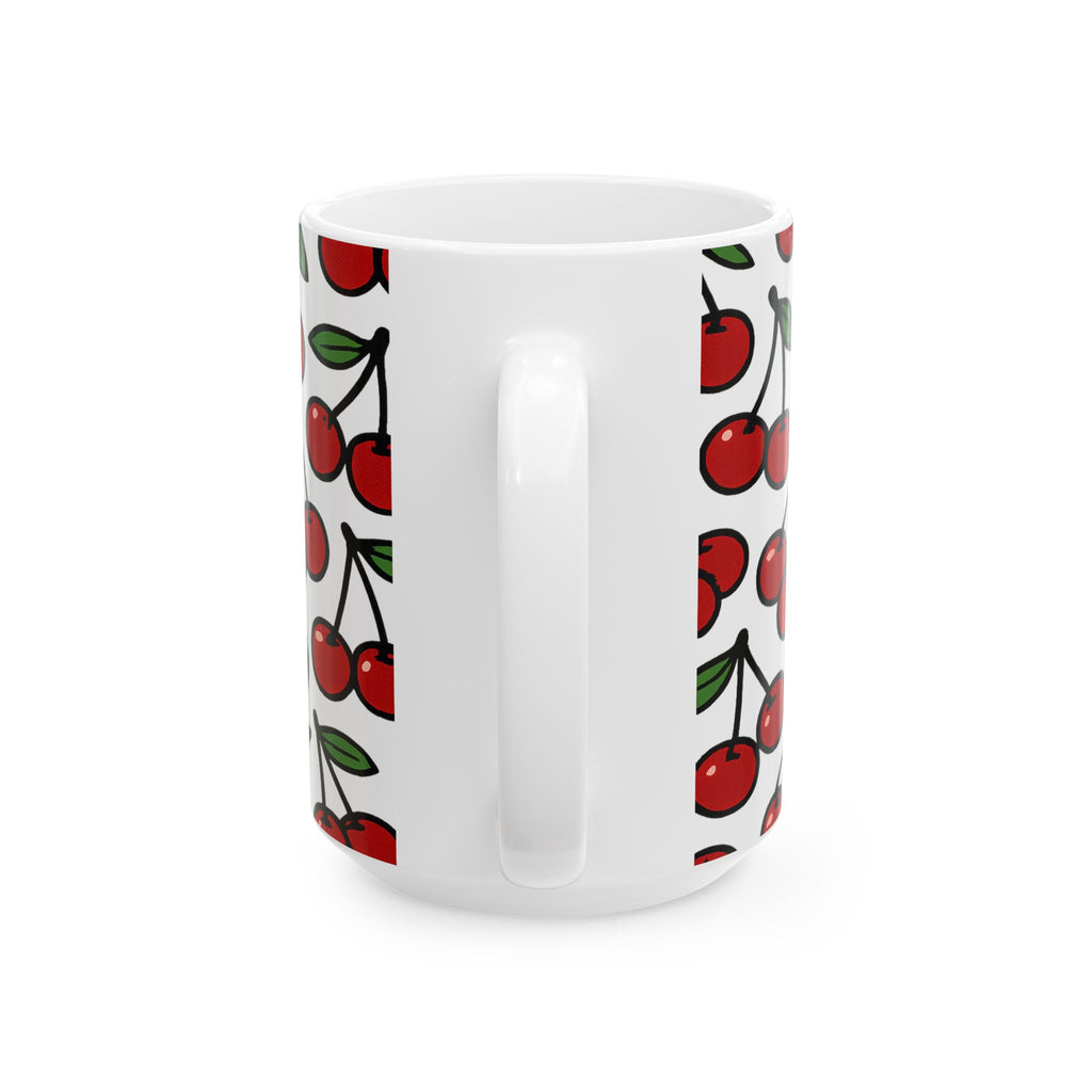 Bold Cherries Pattern Coffee Mug | Fruit Lover Gift | Ceramic Mug