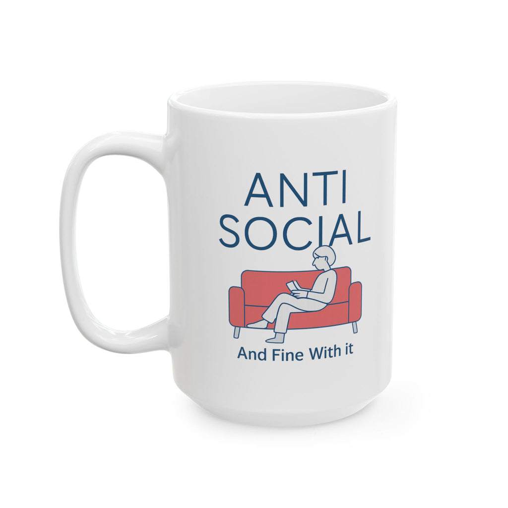 Anti Social But Make It Caffeinated Coffee Mug | Funny Antisocial Gift | Ceramic Mug