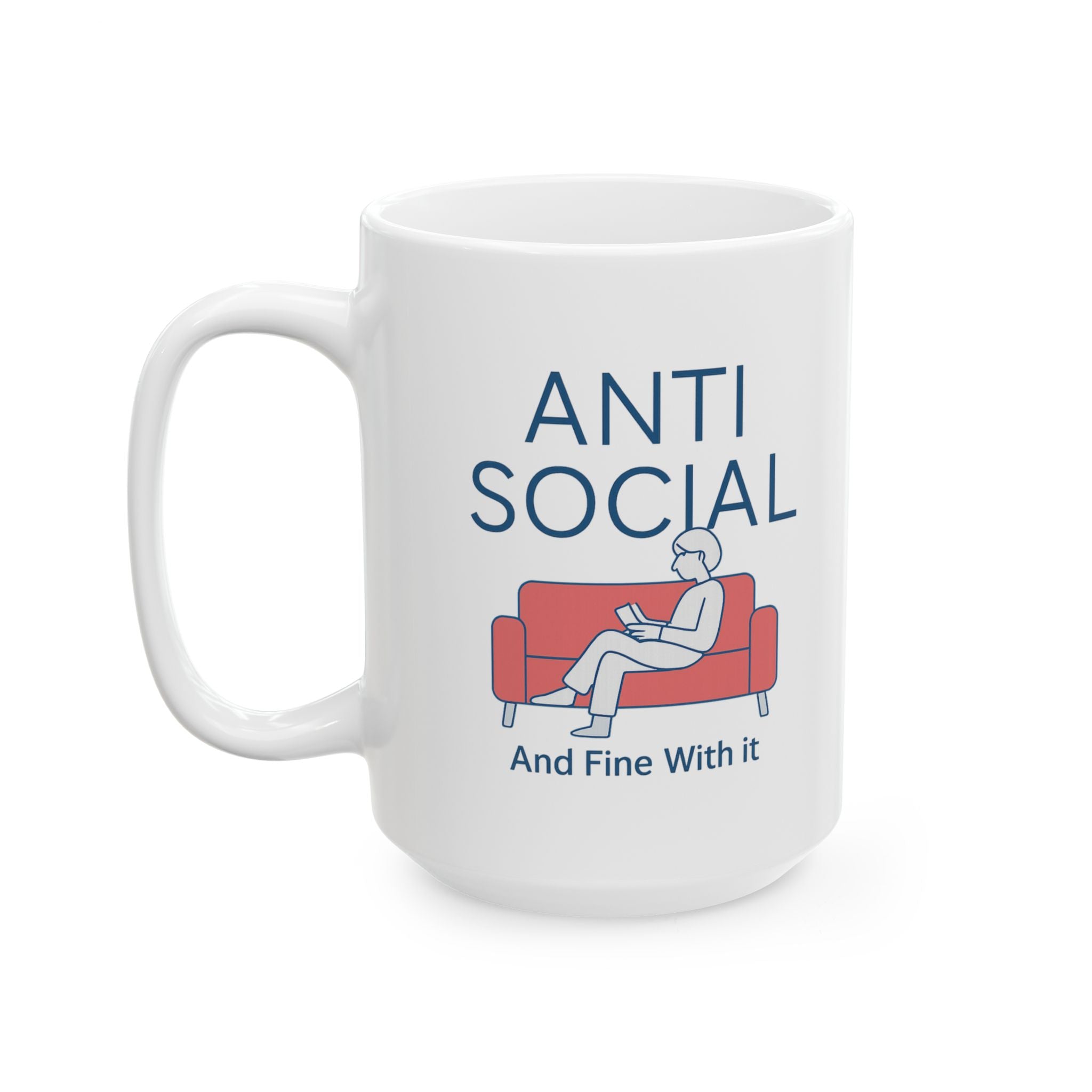 Anti Social But Make It Caffeinated Coffee Mug | Funny Antisocial Gift | Ceramic Mug