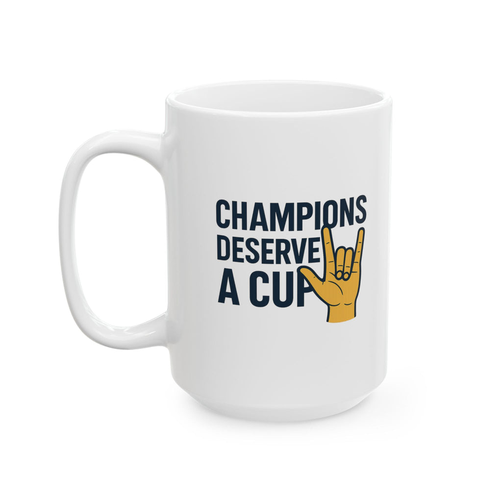 Deaf Educator Champions Deserve Two Hands And A Cup Coffee Mug | Cat Lover Gift | Ceramic Mug