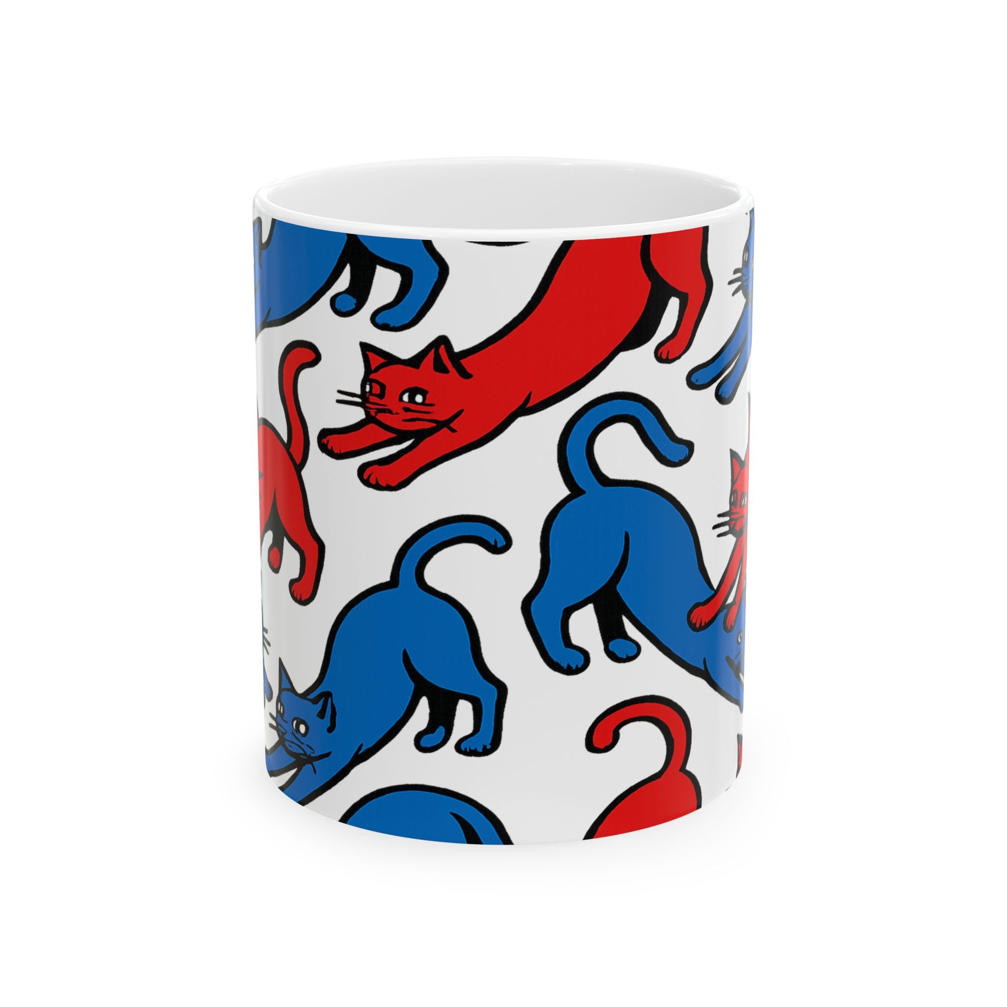 Bold Stretching Cats Full Wrap Coffee Mug | Cats Gift | Ceramic Mug