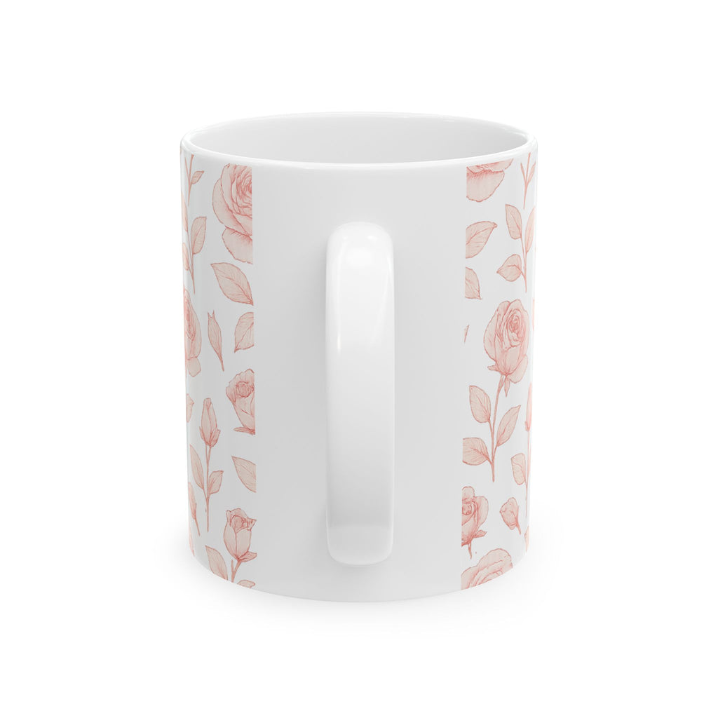 Delicate Pink Rose Garden Full Wrap Coffee Mug | Flowers Gift | Ceramic Mug