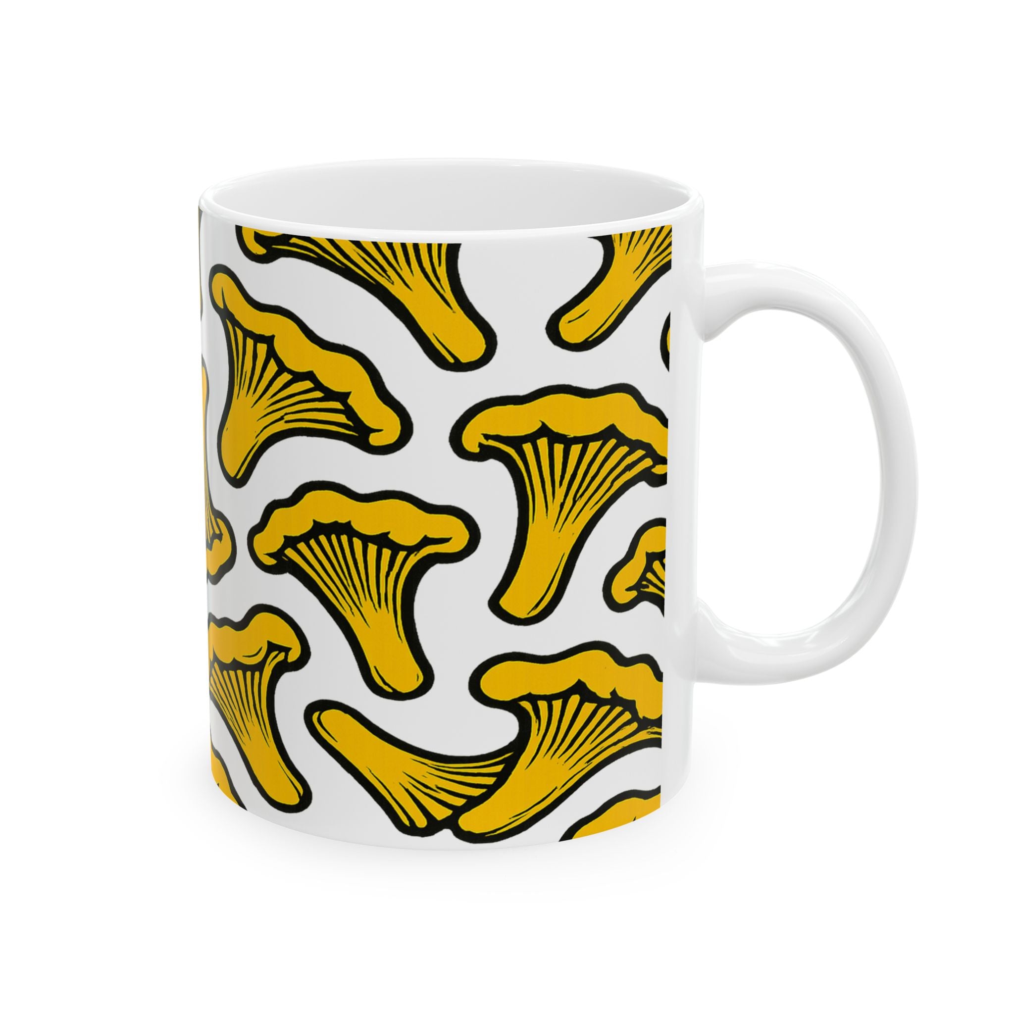 Bold Chanterelle Mushrooms Full Wrap Coffee Mug | Mushrooms Gift | Ceramic Mug