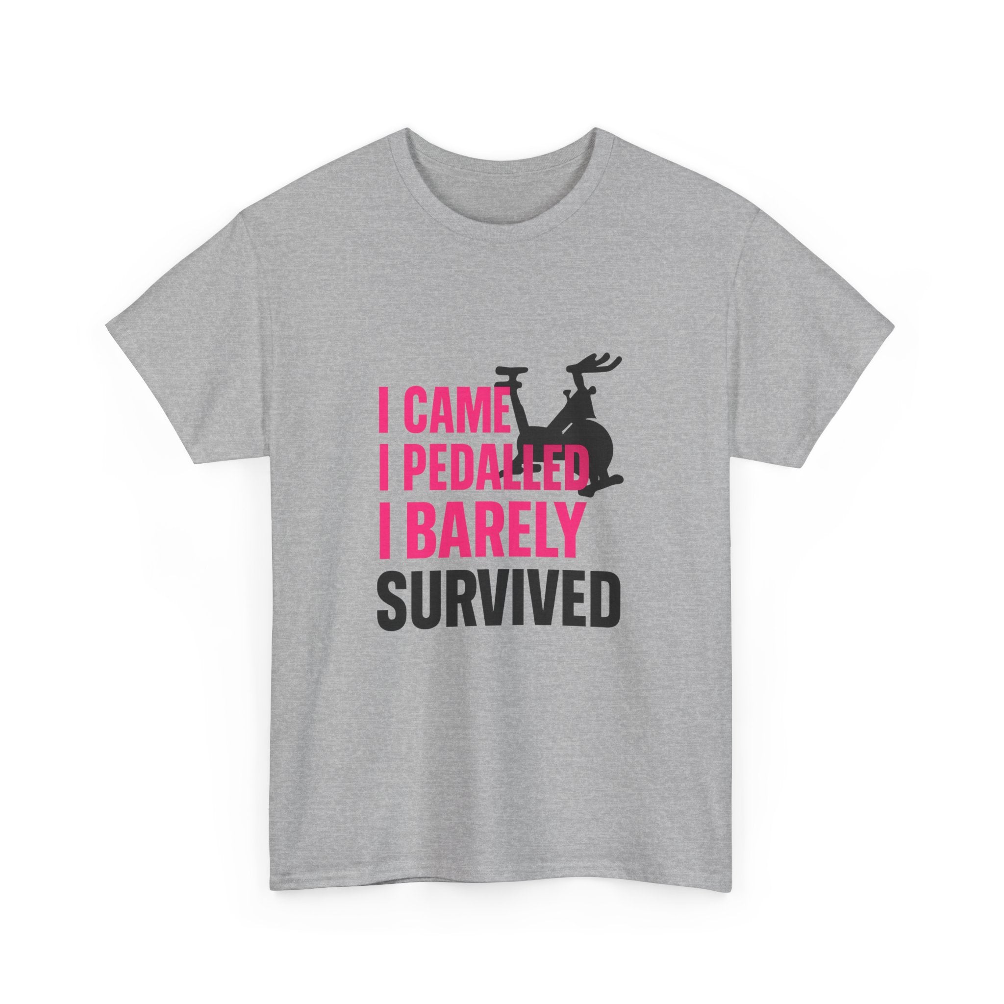 Spin Class Survivor I Came I Pedaled I Barely Survived T-Shirt | Unique Gift | Graphic Tee