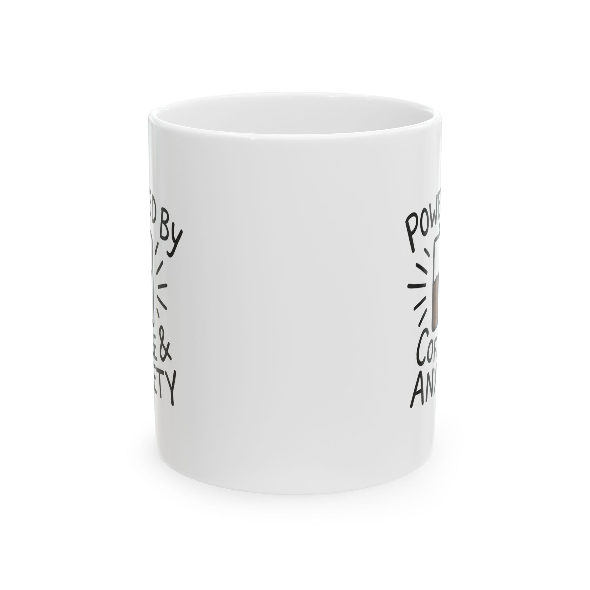 Powered By Coffee And Anxiety Funny Coffee Mug | Coffee Lover Gift | Ceramic Mug