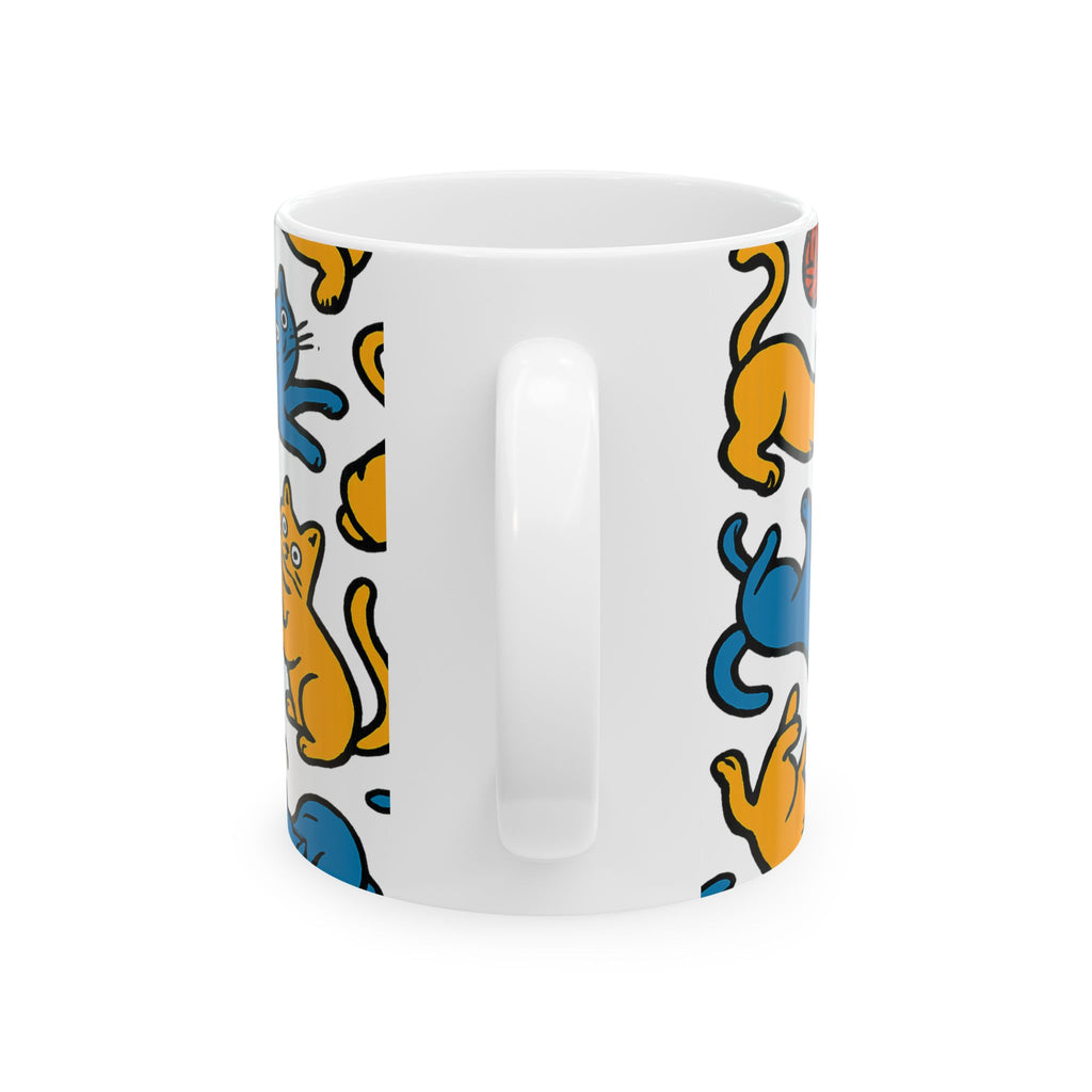 Bold Playful Cats Full Wrap Coffee Mug | Cats Gift | Ceramic Mug