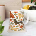 Vintage Dogs And Flowers Full Wrap Coffee Mug | Dogs Gift | Ceramic Mug