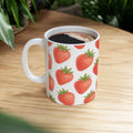 Watercolor Strawberries Pattern Coffee Mug | Fruit Lover Gift | Ceramic Mug