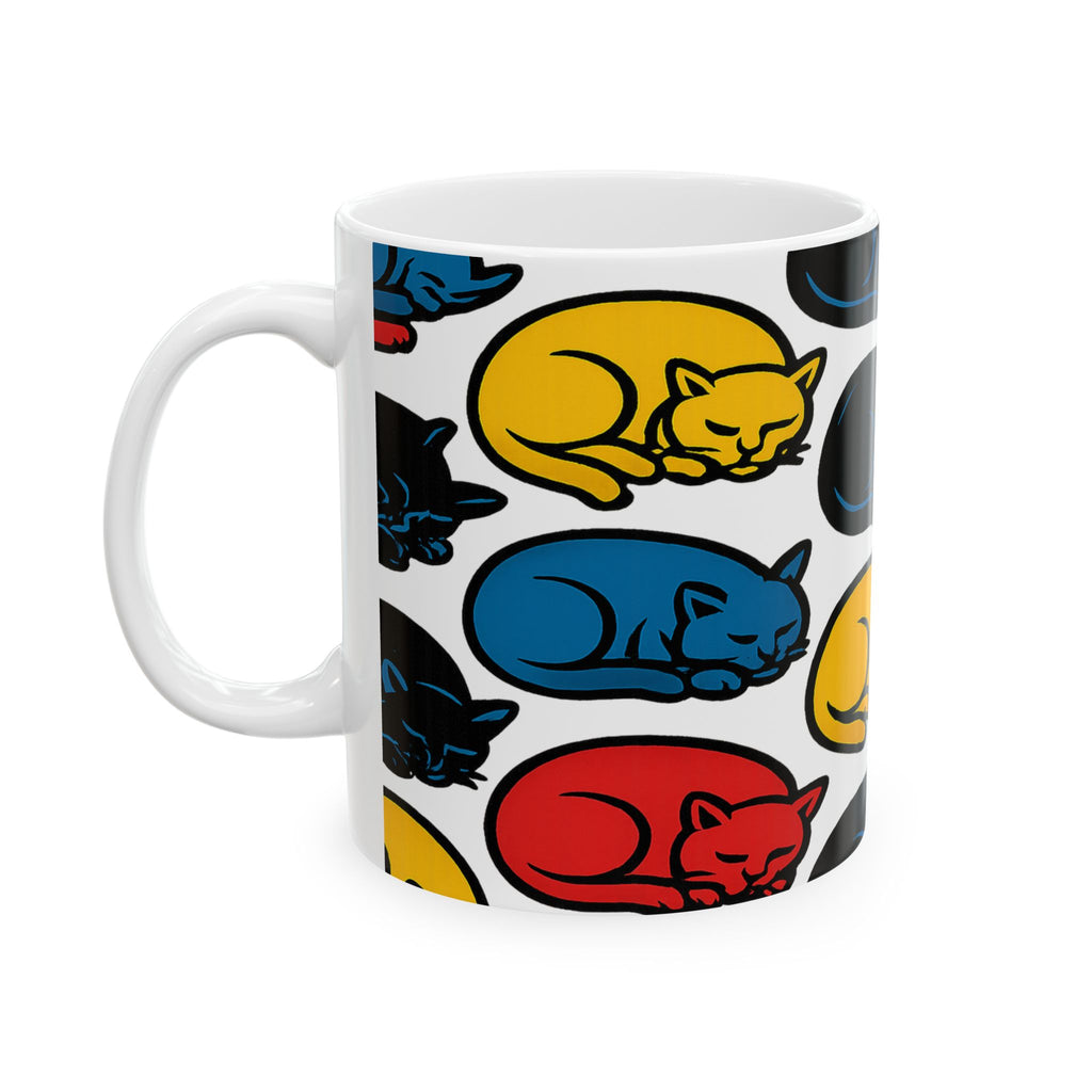 Bold Sleeping Cats Full Wrap Coffee Mug | Cats Gift | Ceramic Mug