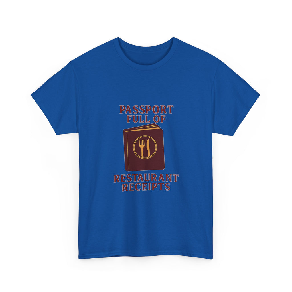 Foodie Tourist Passport Full Of Restaurant Receipts T-Shirt | Unique Gift | Graphic Tee