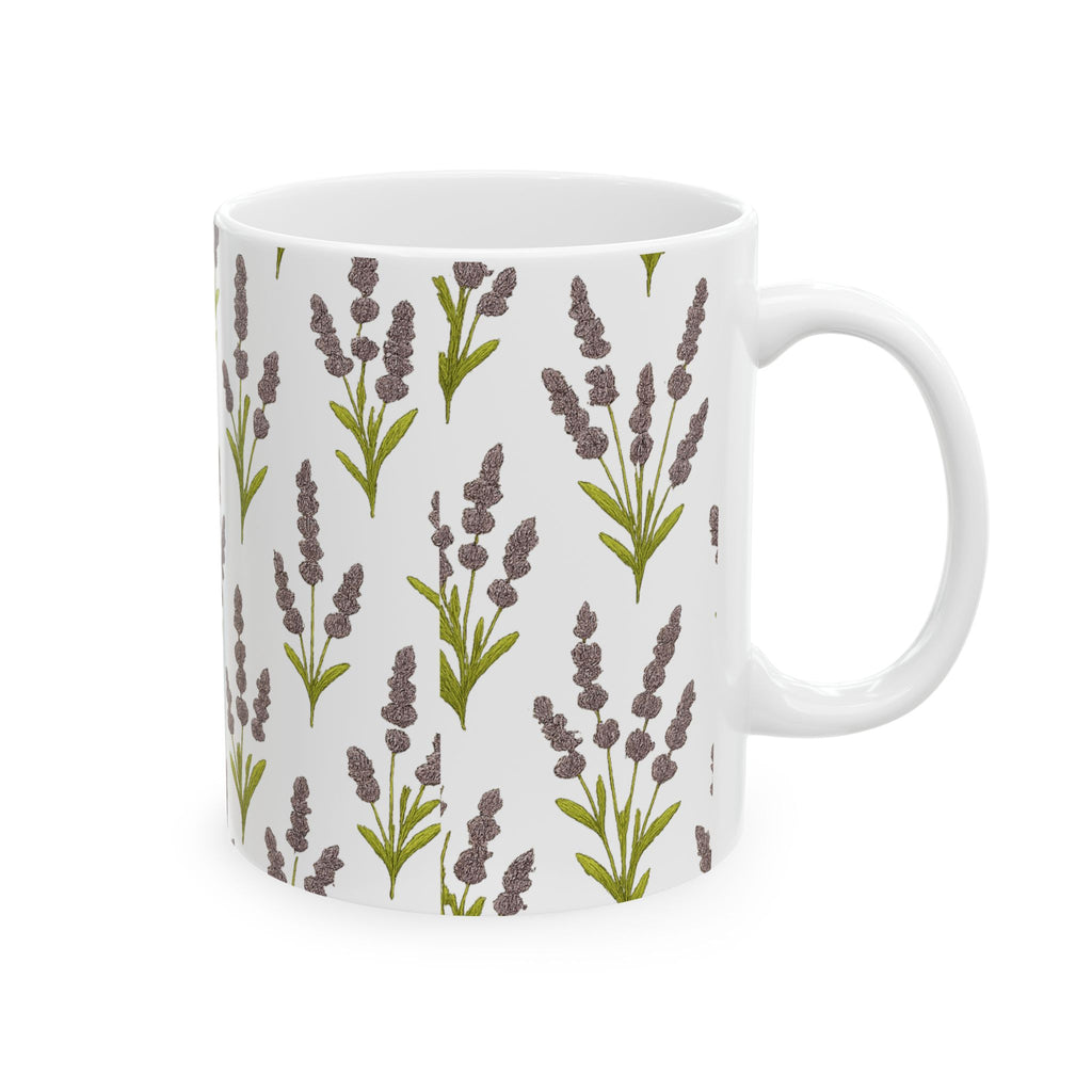 Vintage Lavender Sprigs Full Wrap Coffee Mug | Flowers Gift | Ceramic Mug