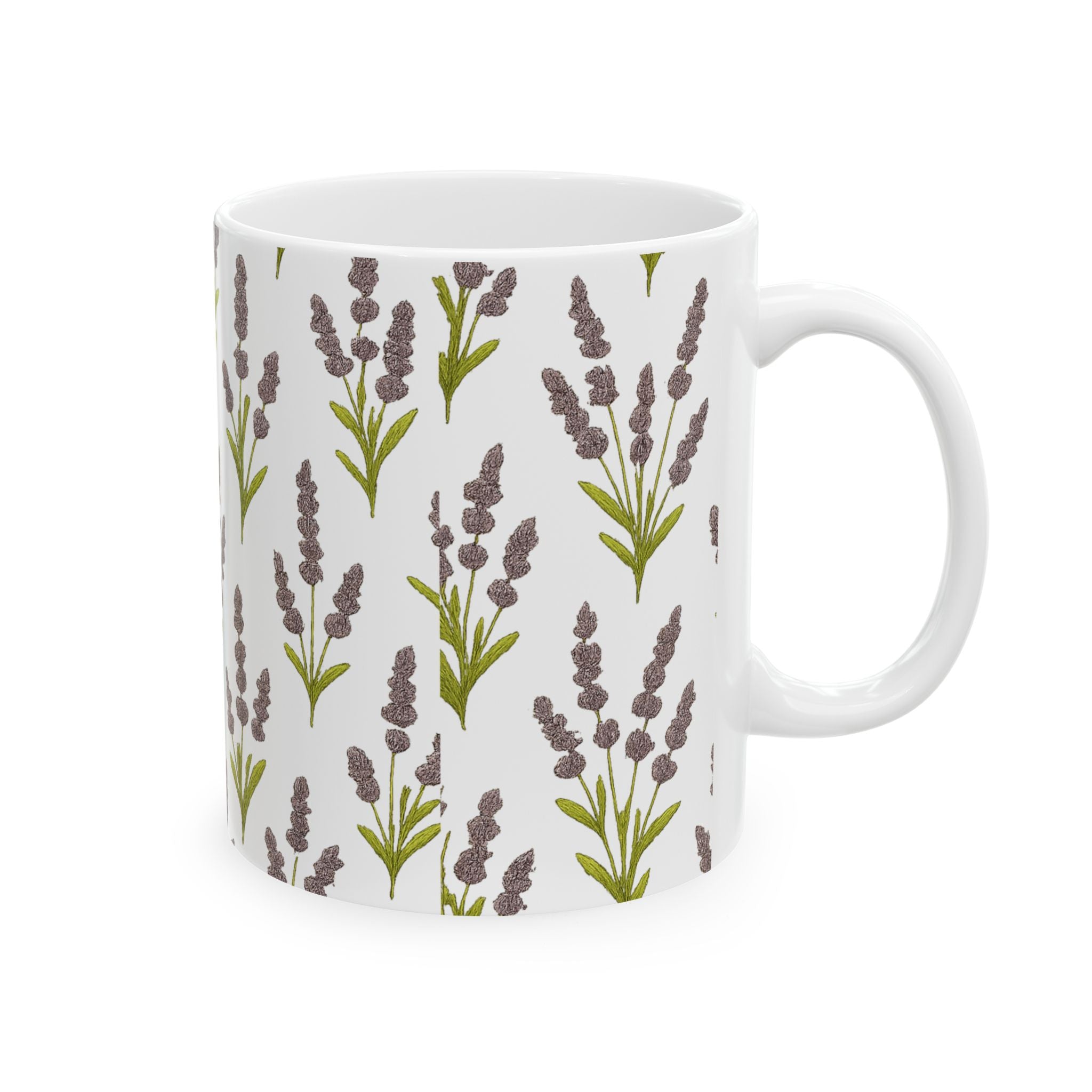 Vintage Lavender Sprigs Full Wrap Coffee Mug | Flowers Gift | Ceramic Mug