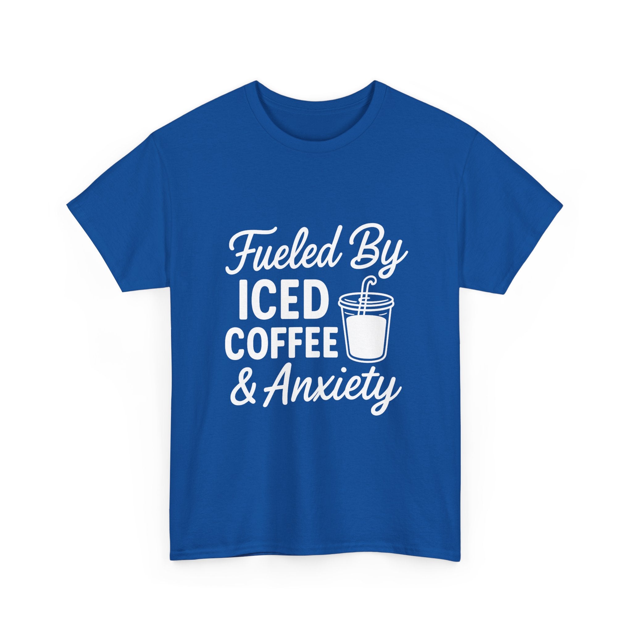 Fueled By Iced Coffee And Anxiety T-Shirt | Coffee Lover Gift | Graphic Tee