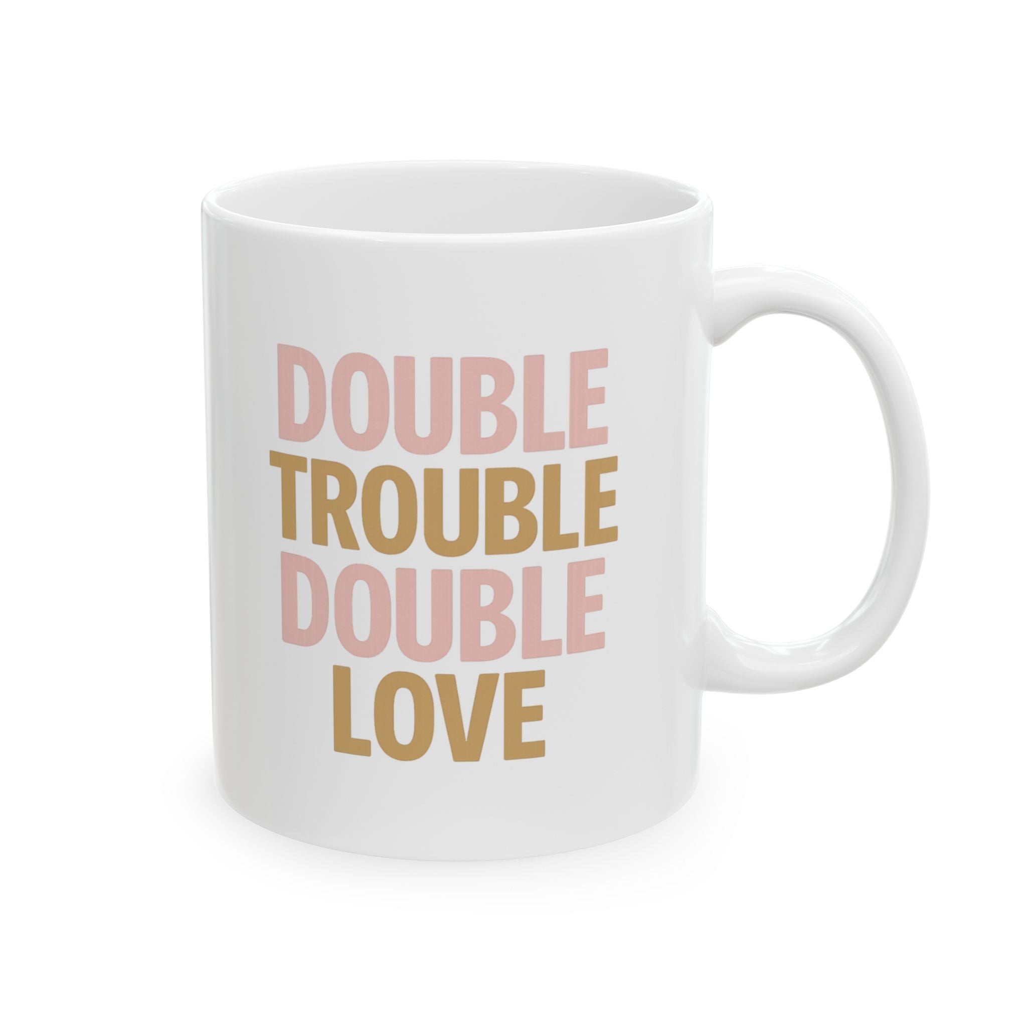 Twin Mom Double Trouble Double Love Coffee Mug | Gift for Mom | Ceramic Mug