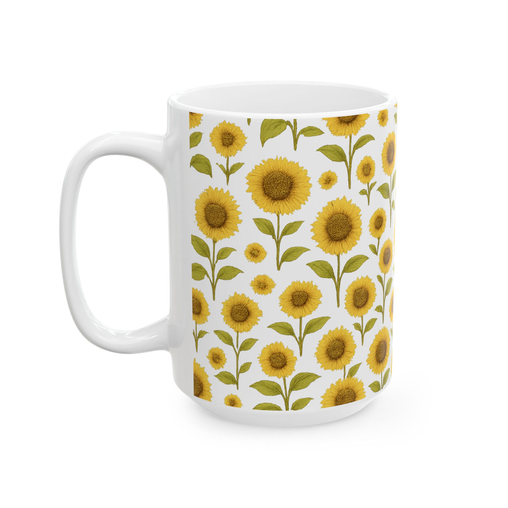 Vintage Sunflower Field Full Wrap Coffee Mug | Flowers Gift | Ceramic Mug
