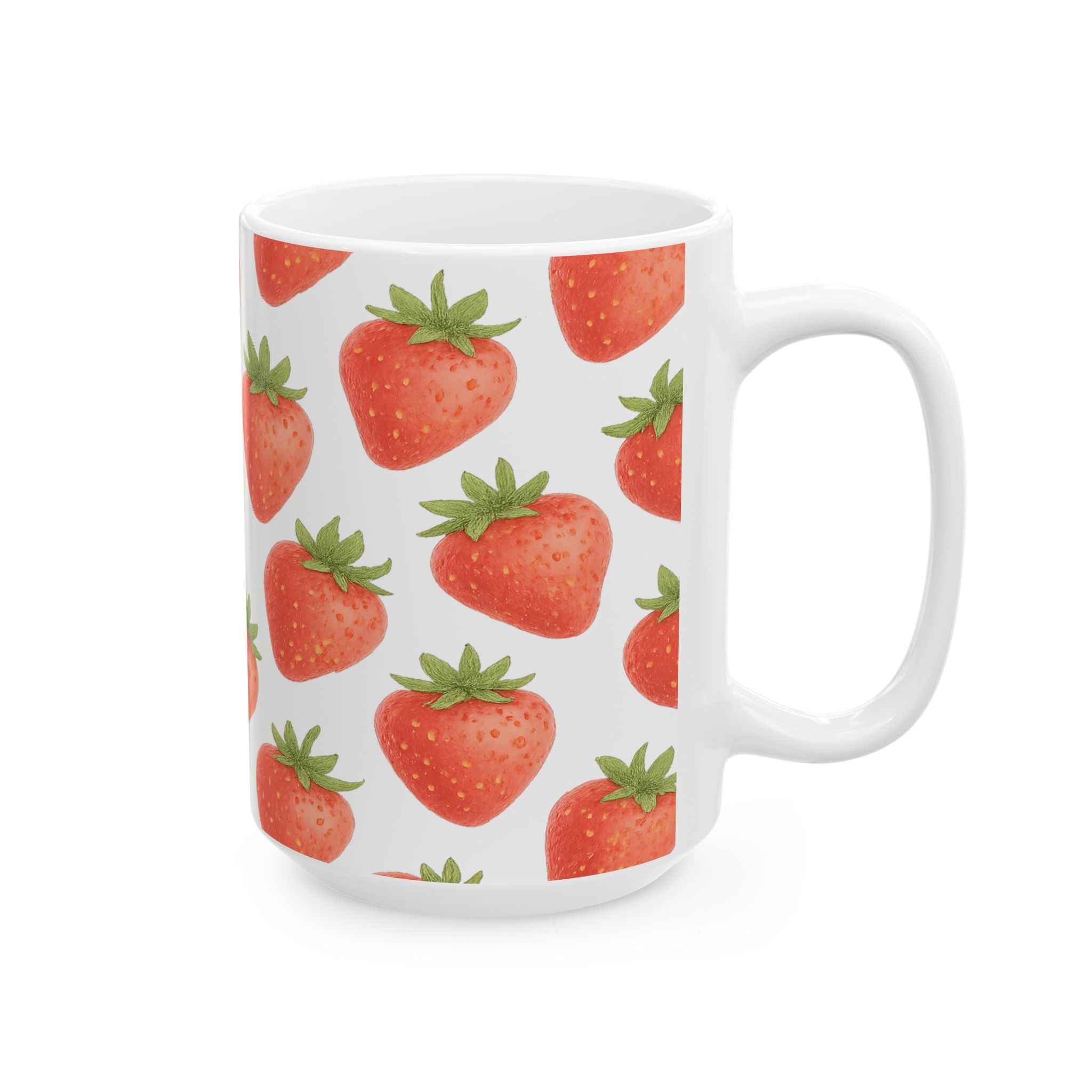 Watercolor Strawberries Pattern Coffee Mug | Fruit Lover Gift | Ceramic Mug