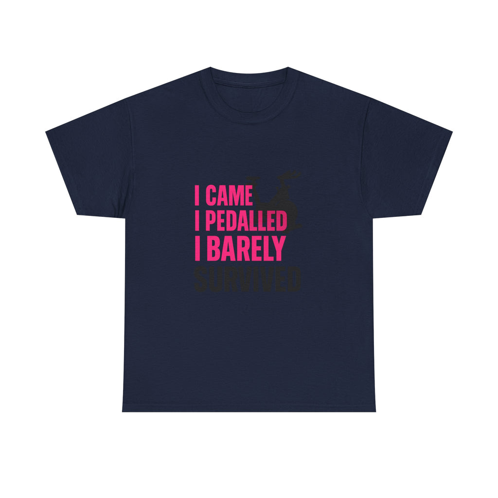 Spin Class Survivor I Came I Pedaled I Barely Survived T-Shirt | Unique Gift | Graphic Tee