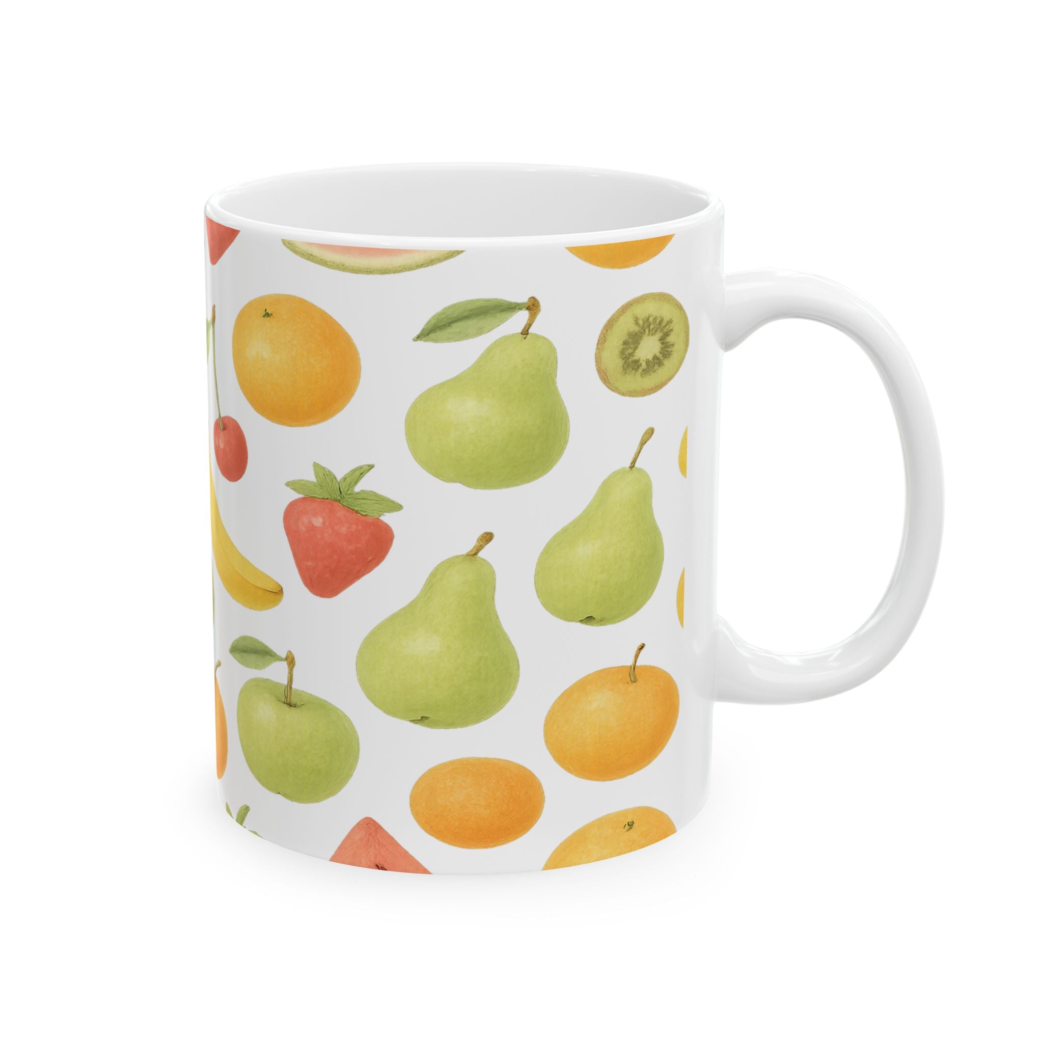 Watercolor Mixed Fruit Full Wrap Coffee Mug | Fruit Gift | Ceramic Mug