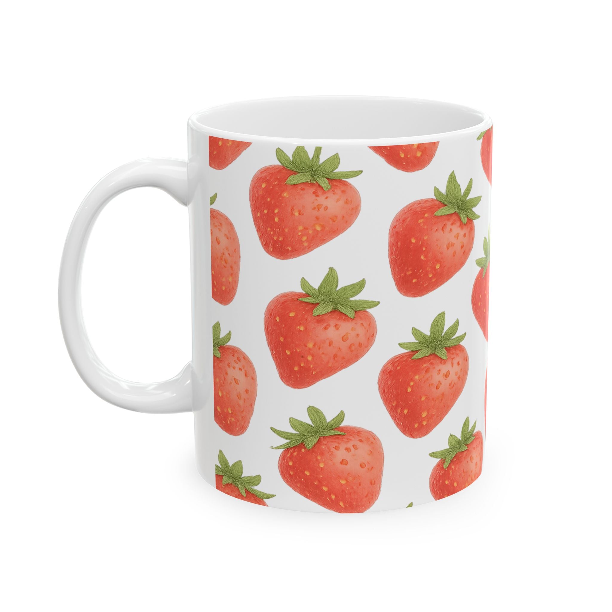 Watercolor Strawberries Pattern Coffee Mug | Fruit Lover Gift | Ceramic Mug